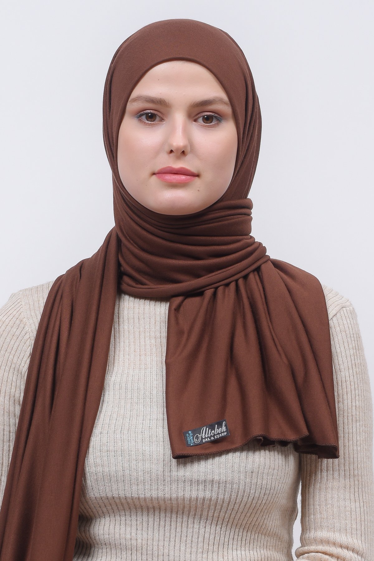 Cotton Jersey Shawl Hijab - Soft & Stretchy  - Chocolate