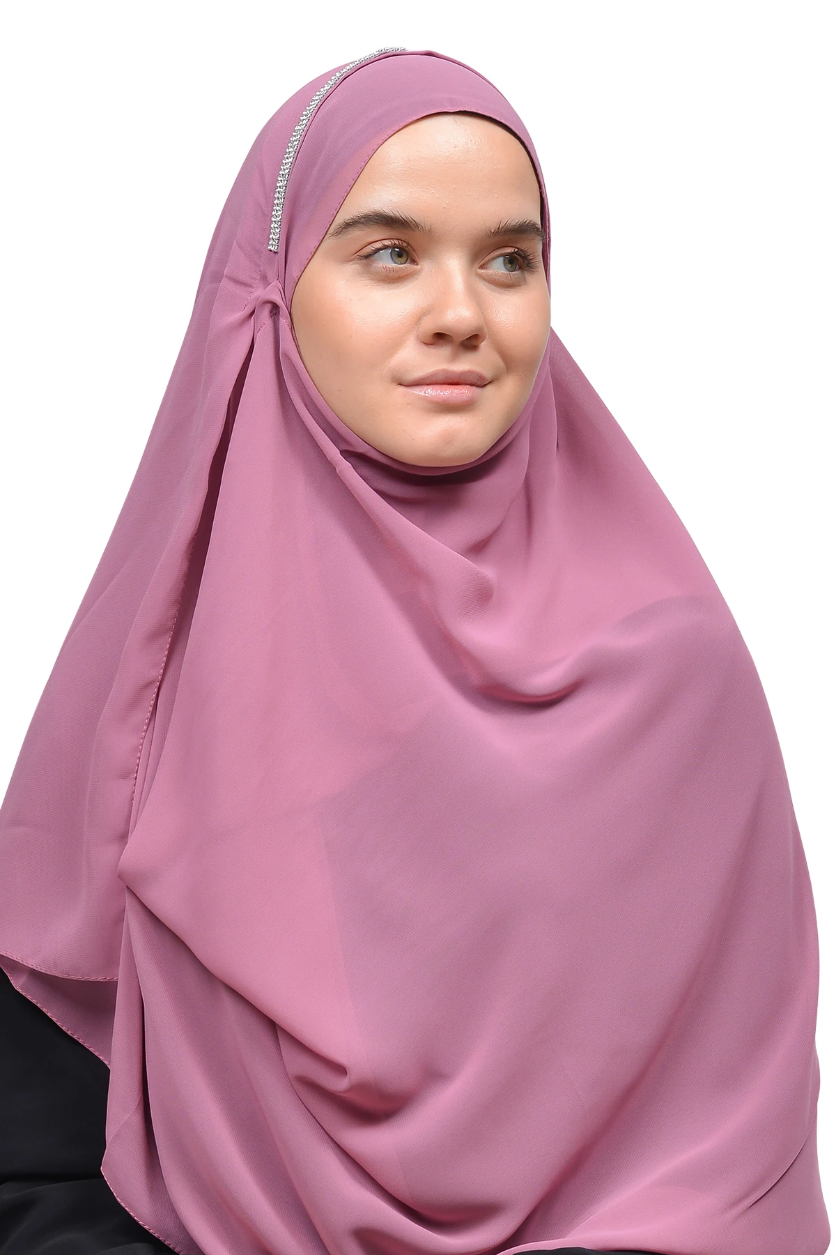 Hazır Pratik Taşlı Malezya Tesettür Şifon Şal