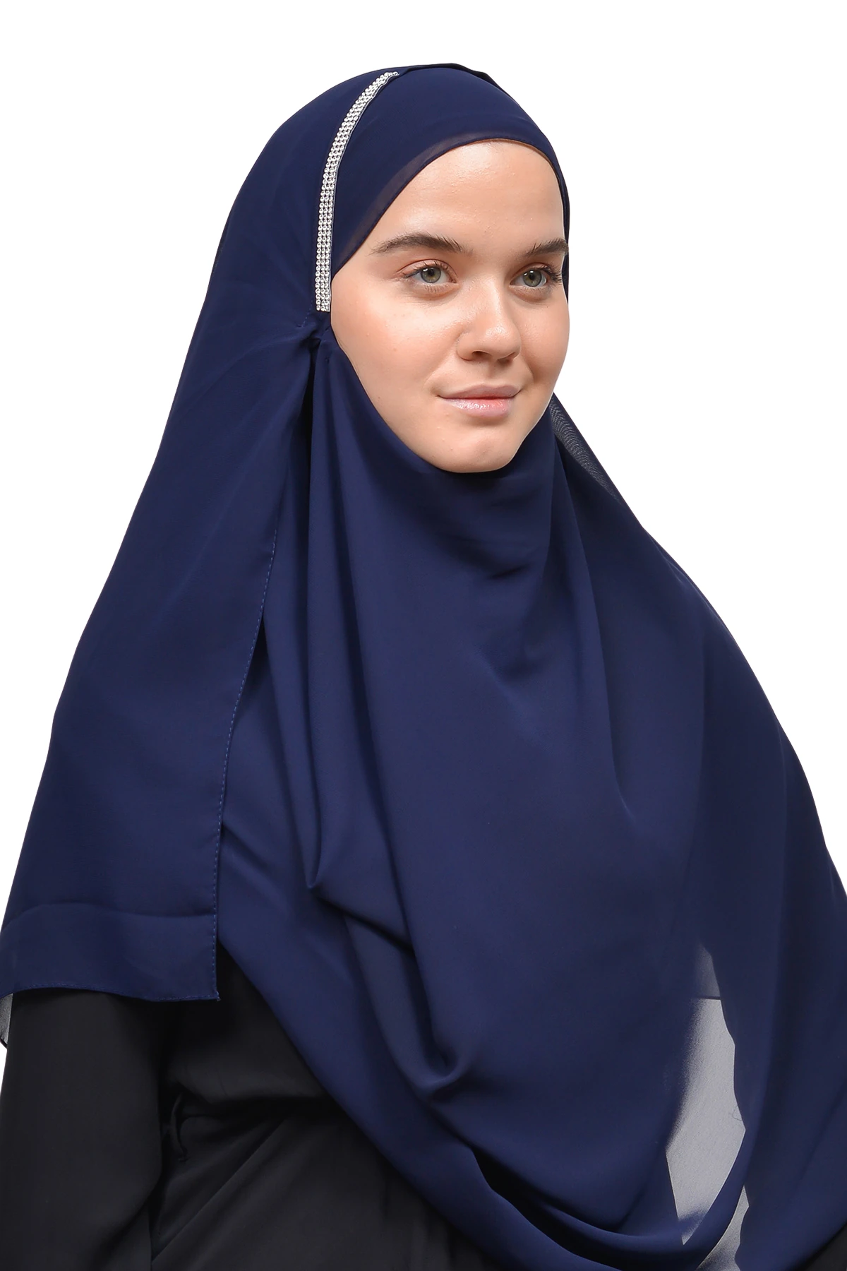 Hazır Pratik Taşlı Malezya Tesettür Şifon Şal