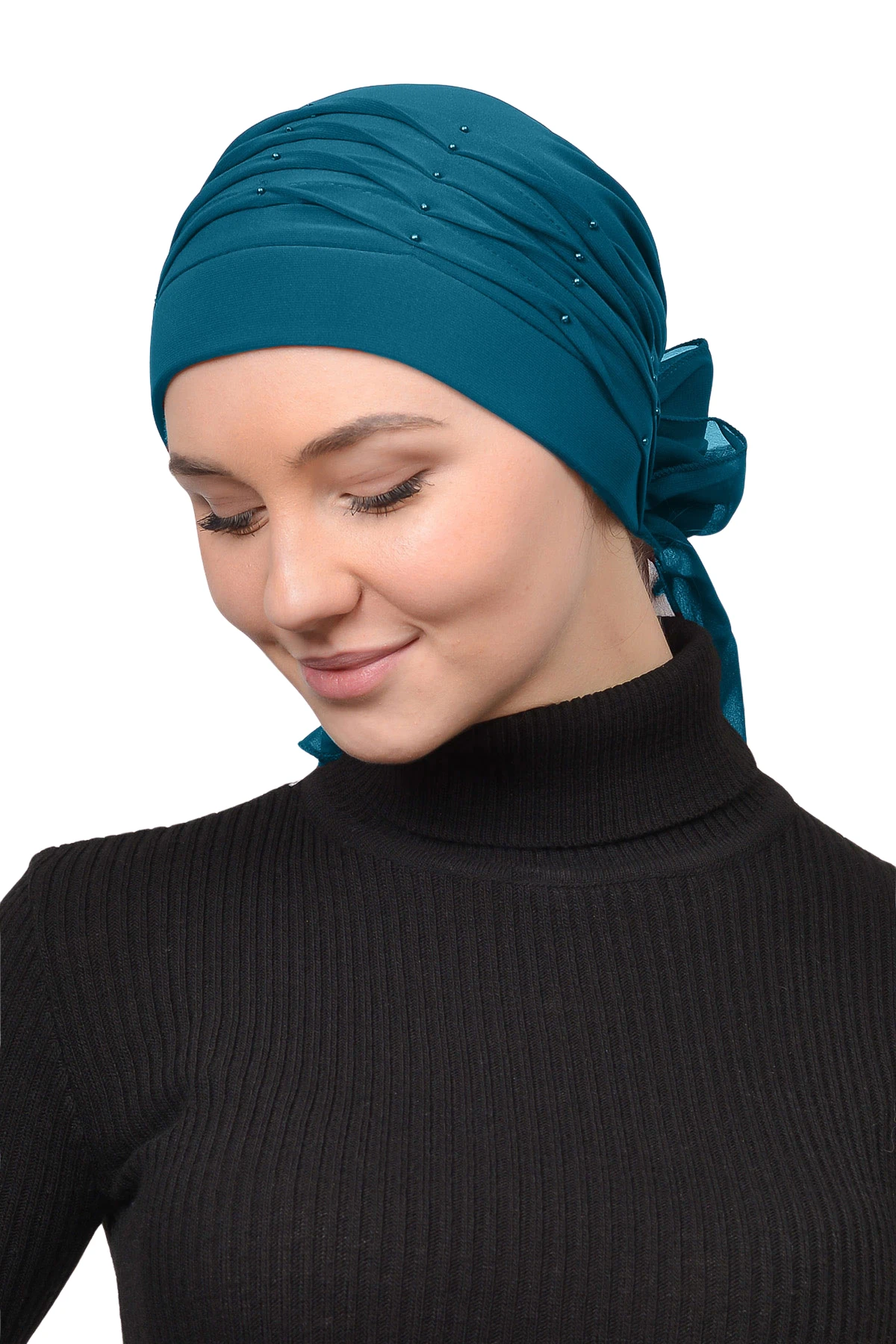 Pileli İncili Nervür Tesettür Bone