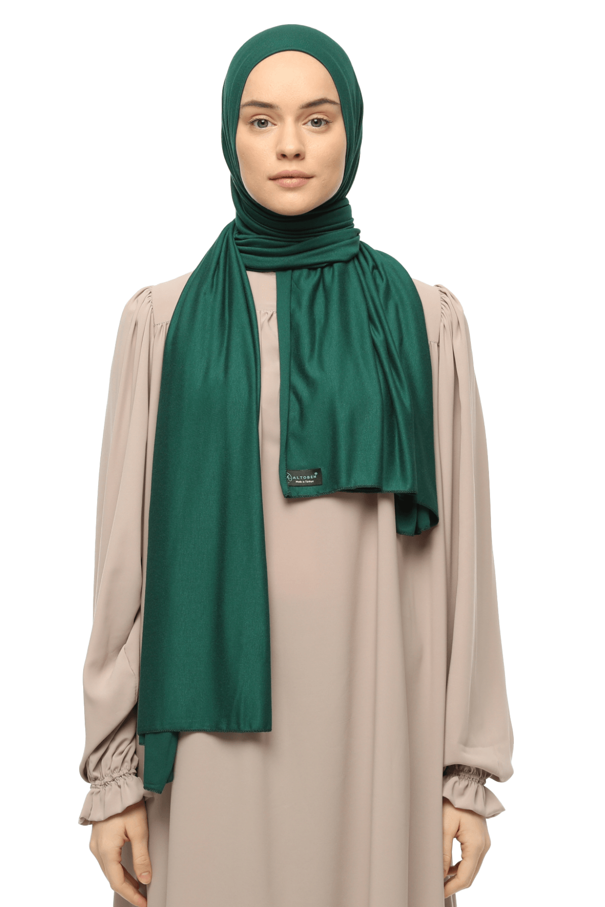 Cotton Jersey Shawl Hijab - Soft & Stretchy  - Dark green