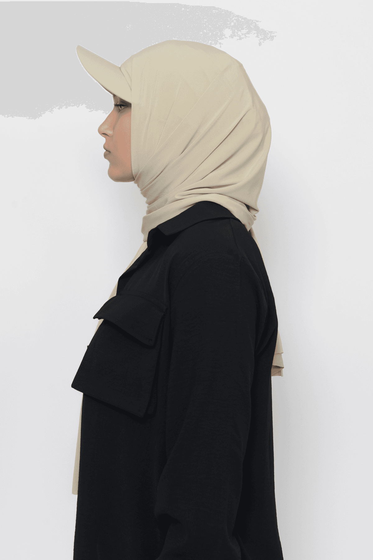 Practical Sandy Fabric Scarf with Cap