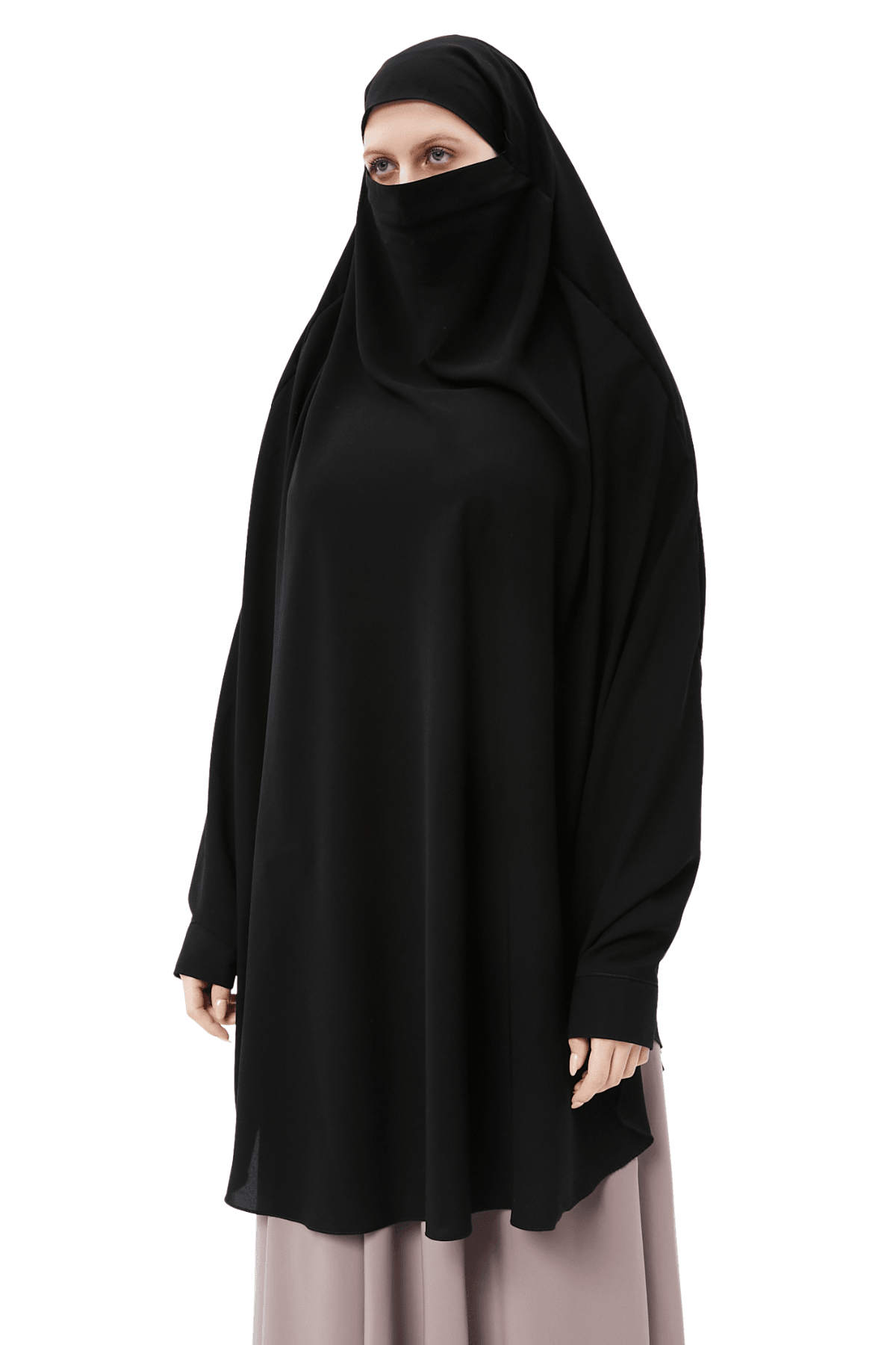 Kadın Tesettür Medine İpeği Çarşaf Üstü Peçeli Sufle Hijab