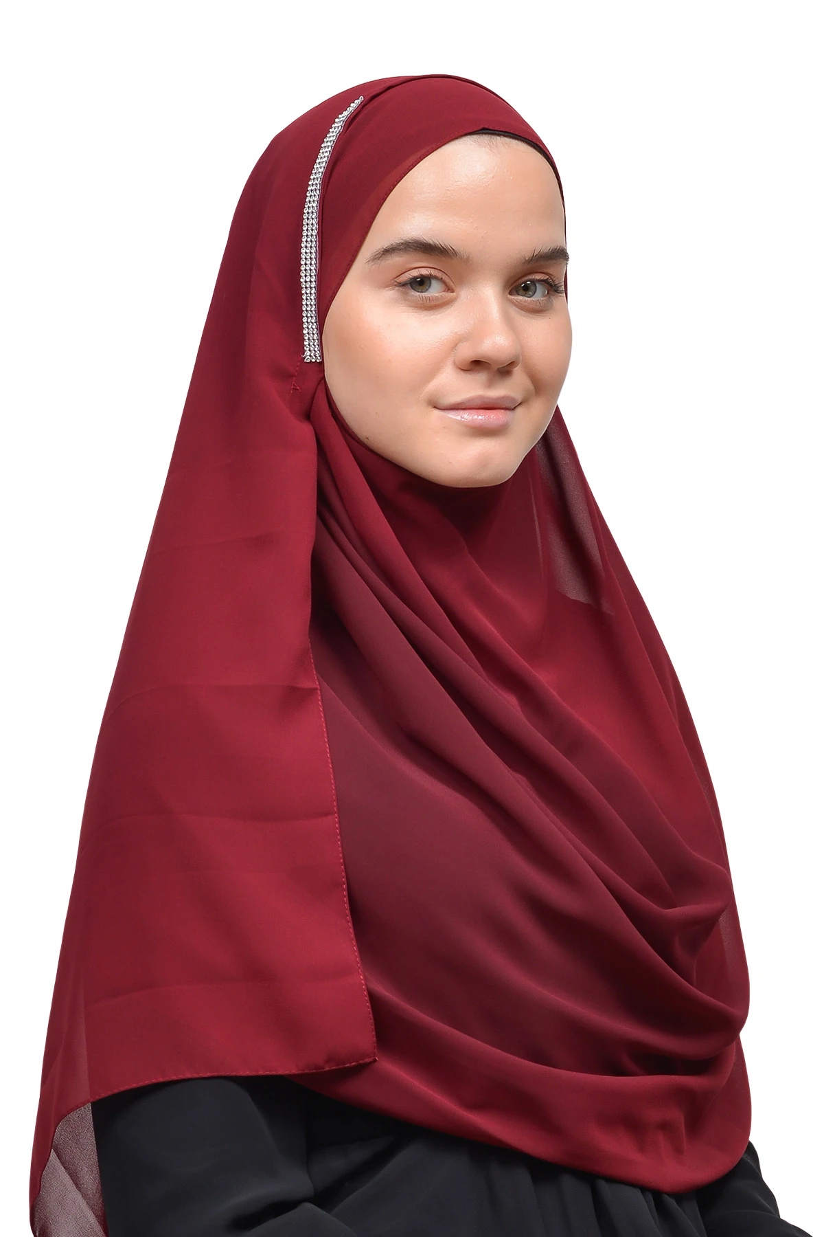 Hazır Pratik Taşlı Malezya Tesettür Şifon Şal