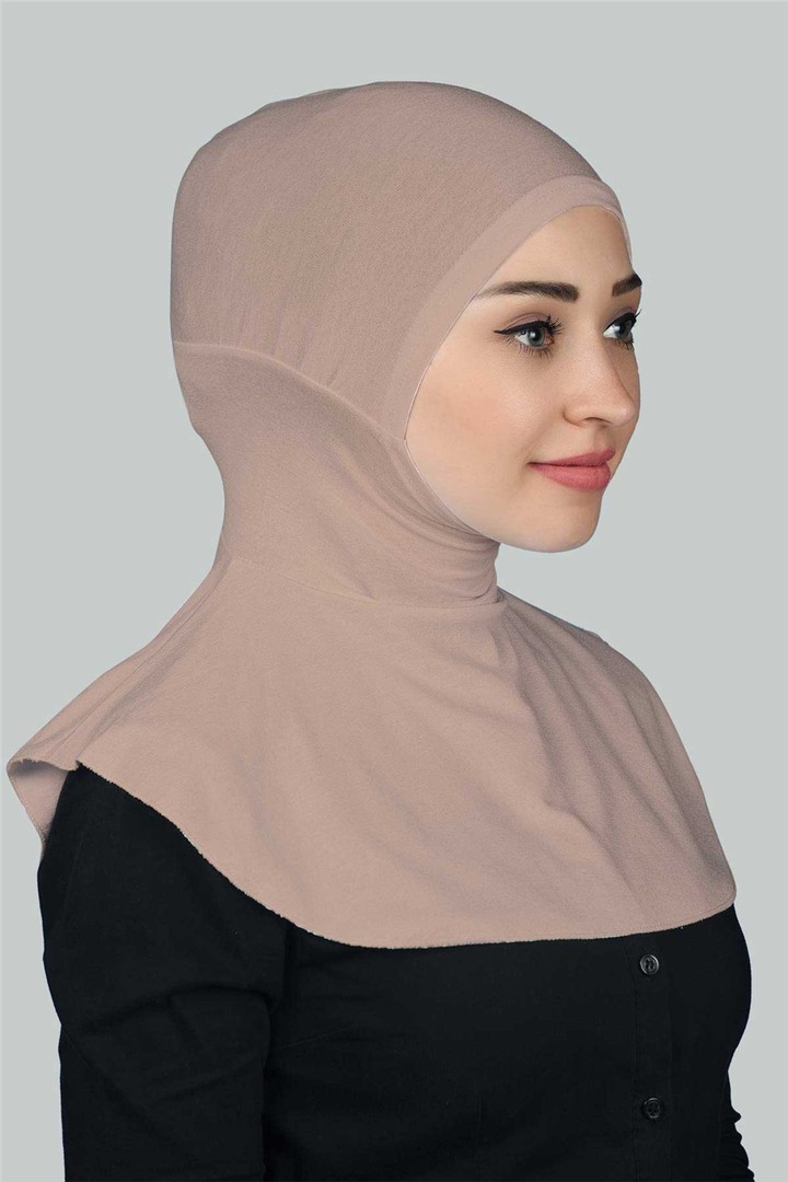 Instant Hijab Scarf with Neck Collar - Powder