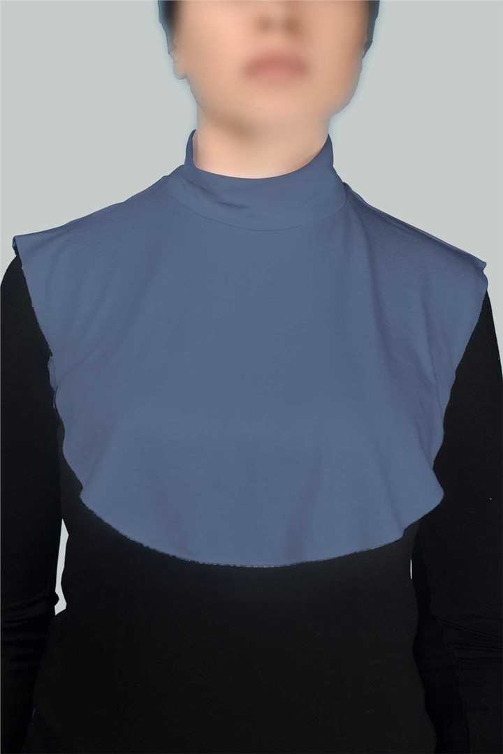 Straight Turtleneck Neck Combed Hijab Collar - Comfortable and Practical - Denim