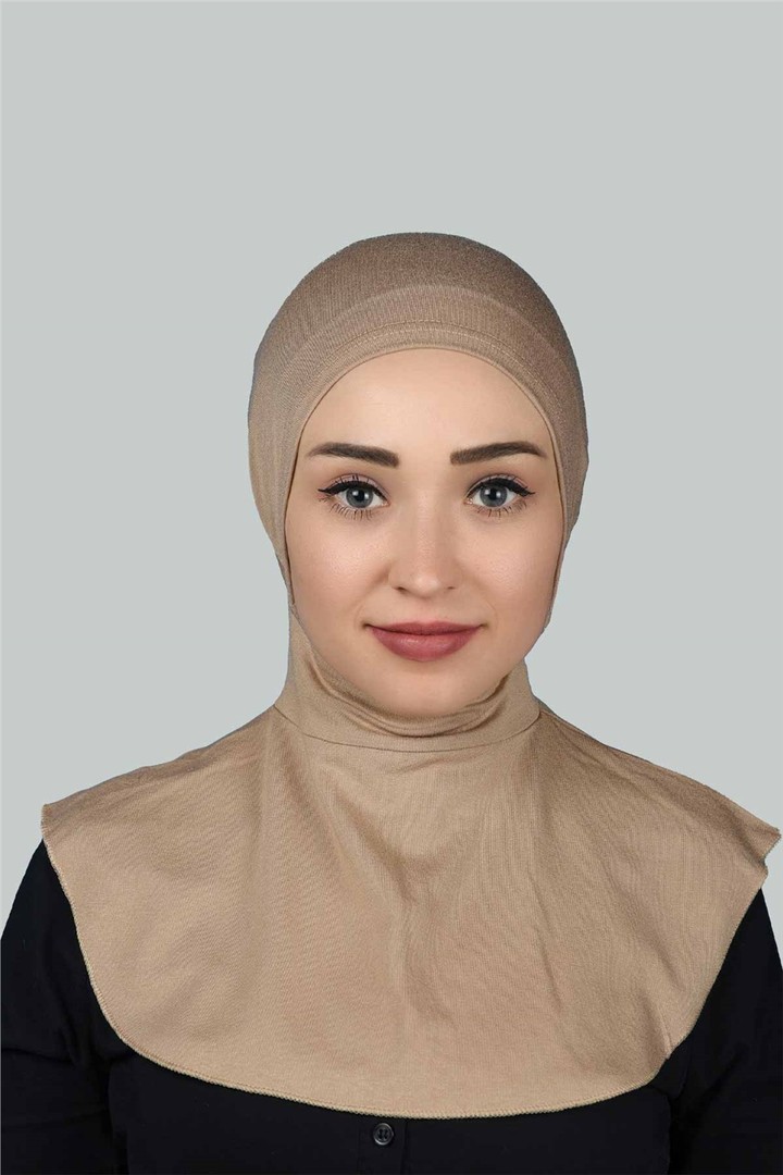 Instant Hijab Scarf with Neck Collar - Dark Beige