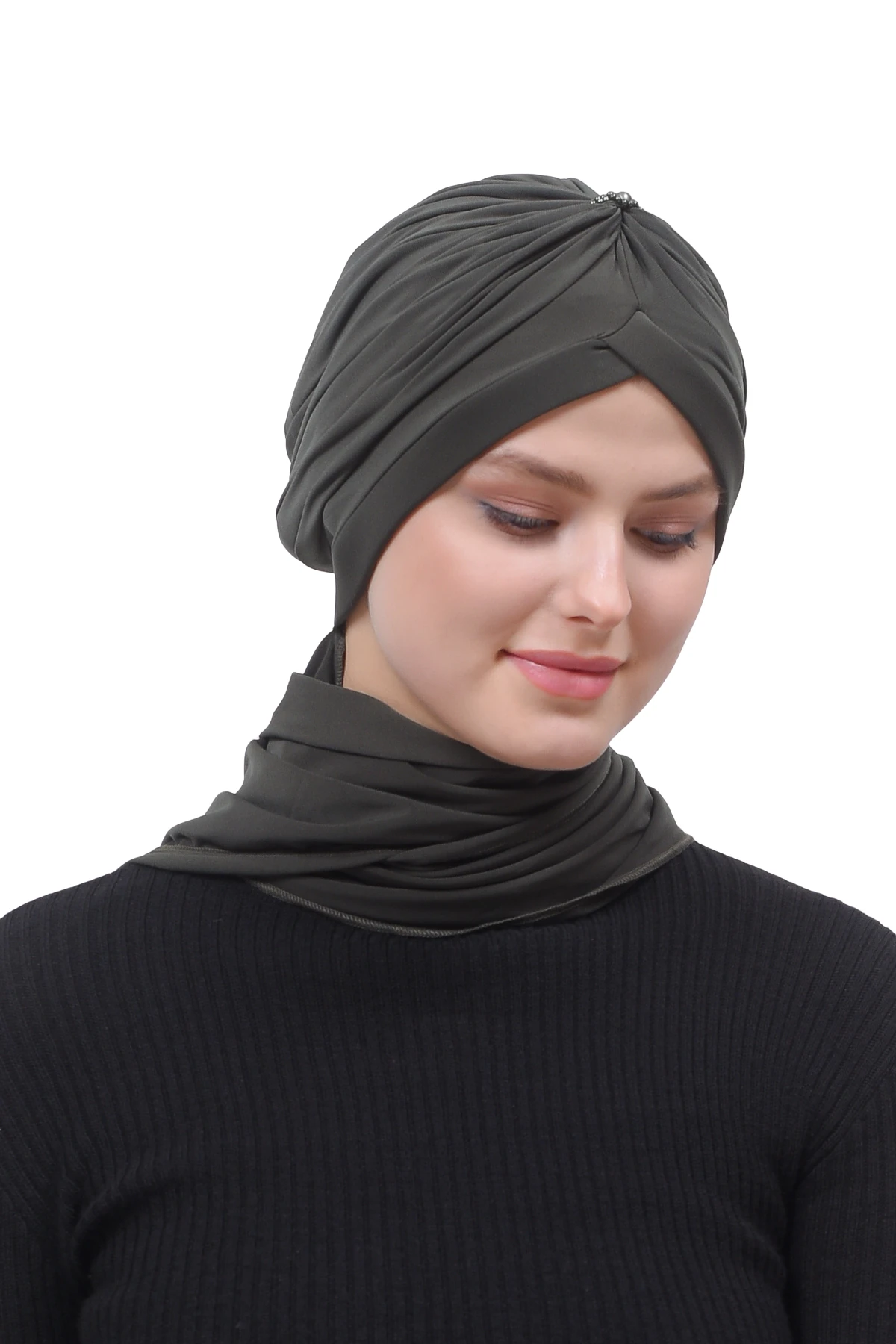 İnci Taçlı Atkılı Tesettür Bone