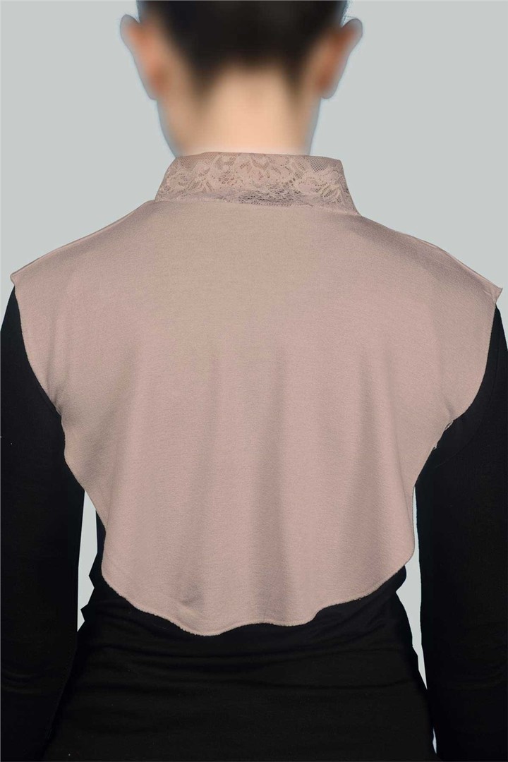 Combed Cotton Hijab Lace Circle Neck Collar  - Light Earth Color