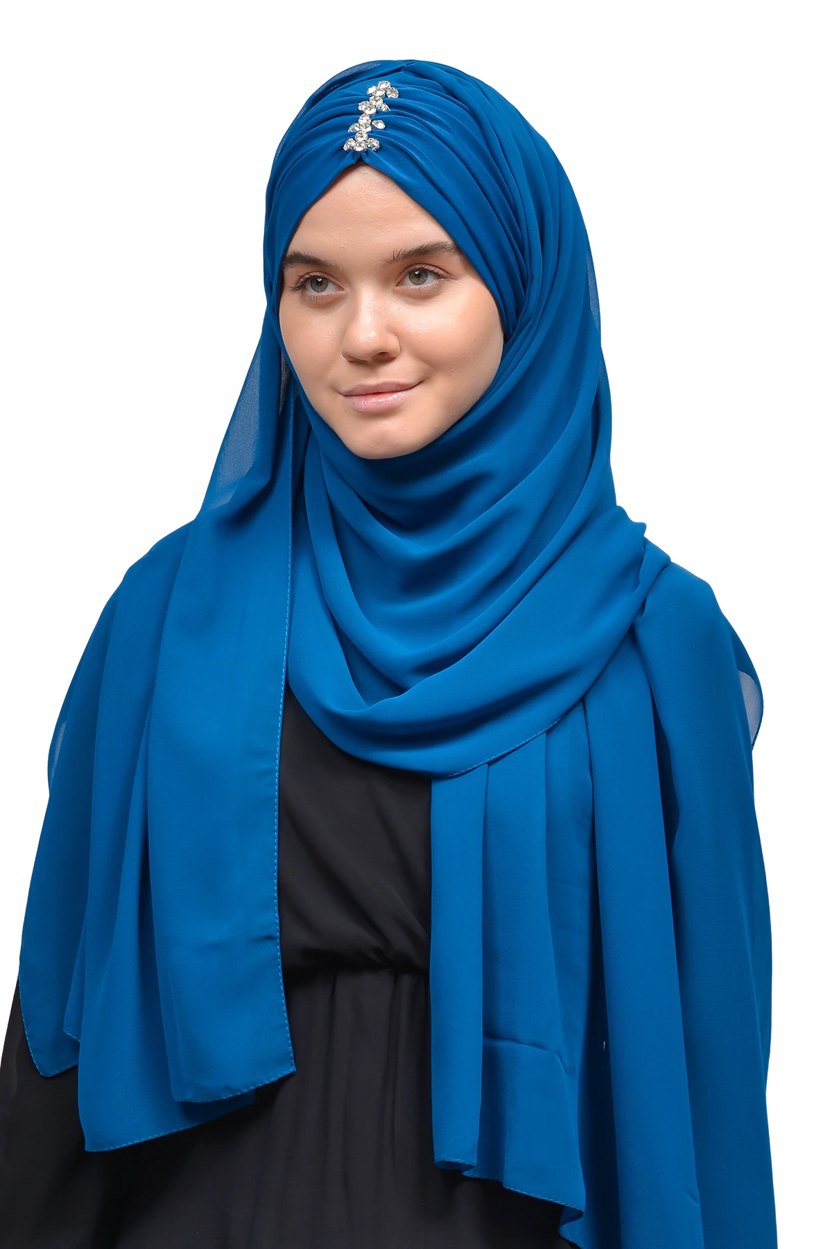 Zarif Taşlı Drapeli Hazır Pratik Şifon Tesettür Şal