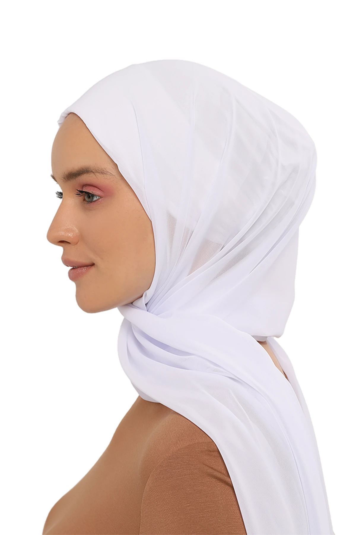 Hazır Pratik Lüks Geçmeli Lastikli Boneli Şifon Şal