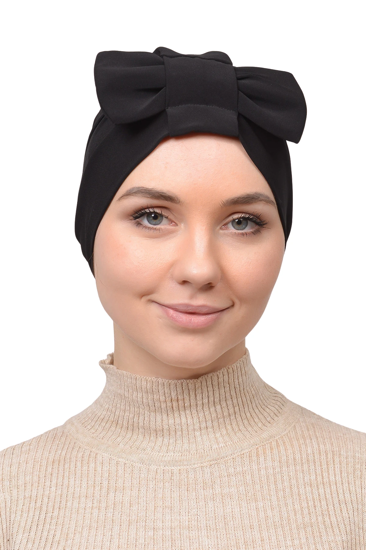 Bow Bonnet Instant Hijab  - Black