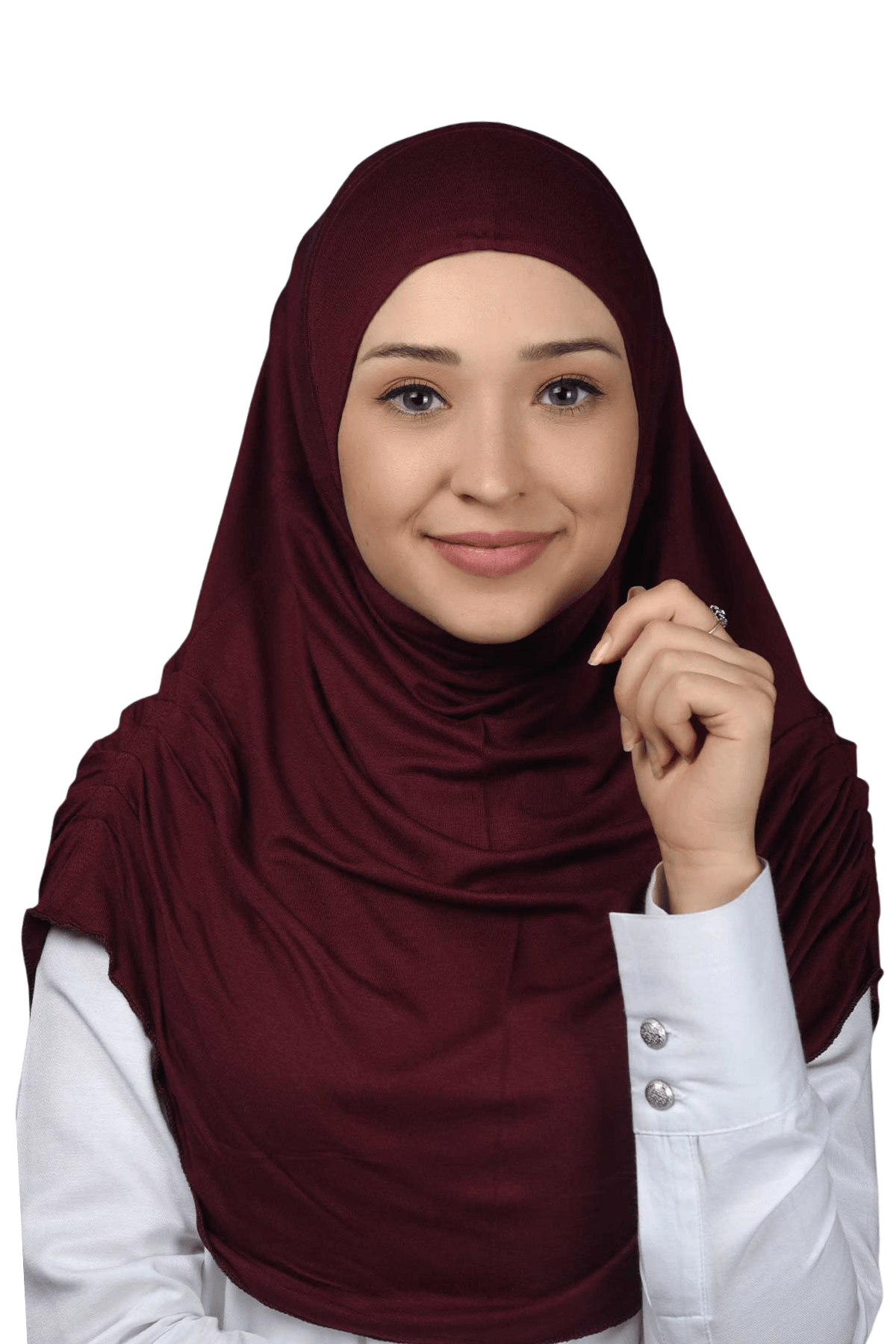 Hazır Türban Büzgülü Pileli Pratik Eşarp Tesettür Hijab - Namaz Örtüsü - Bordo