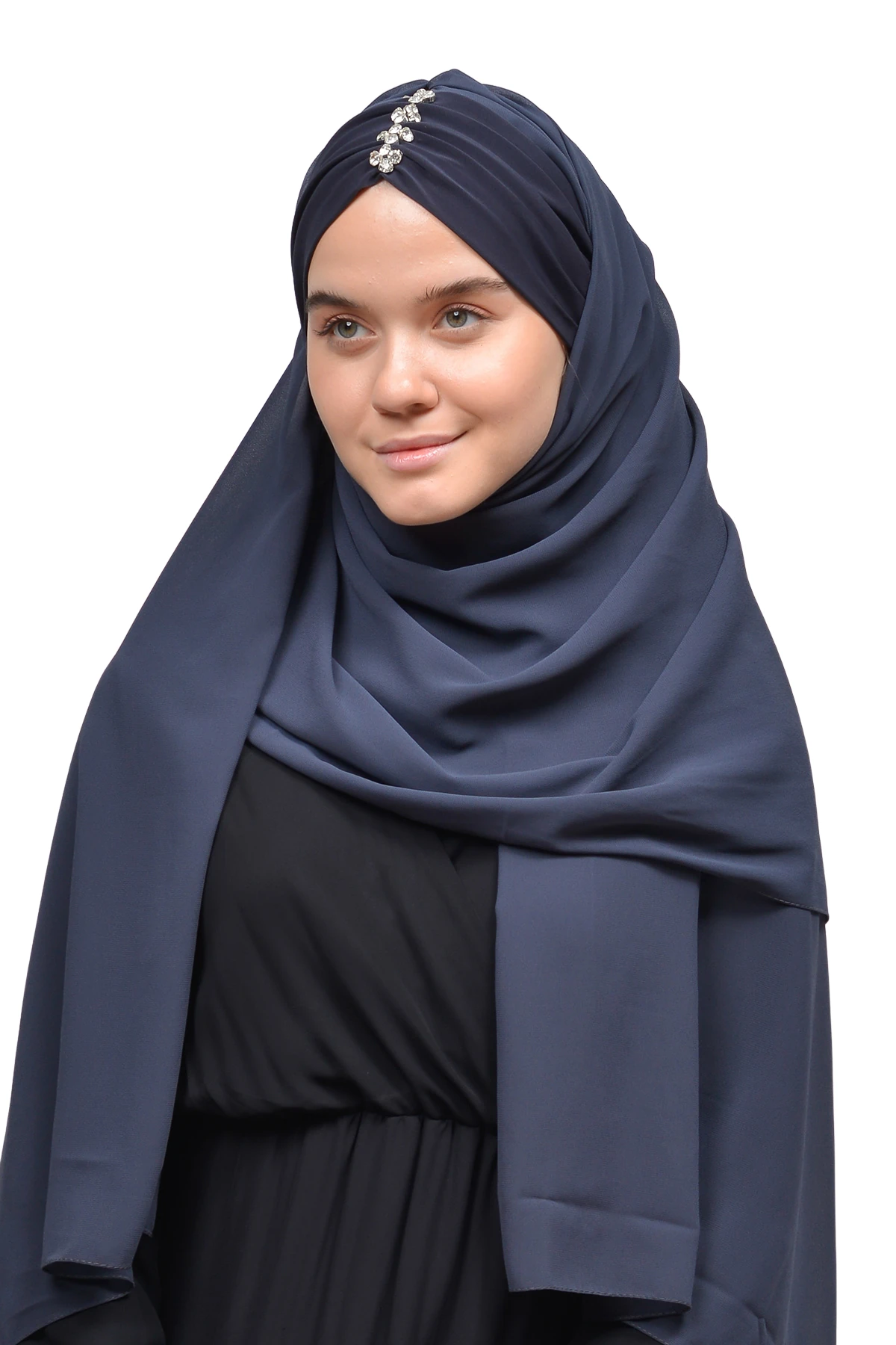 Zarif Taşlı Drapeli Hazır Pratik Şifon Tesettür Şal