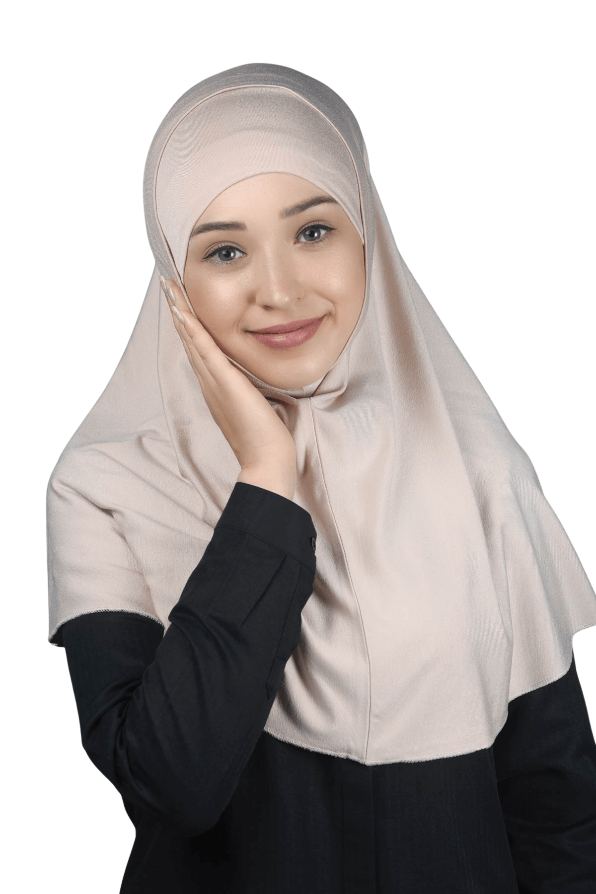 İkili Set Pratik Eşarp Hazır Türban ve Hijab Tesettür Bonesi - Bej