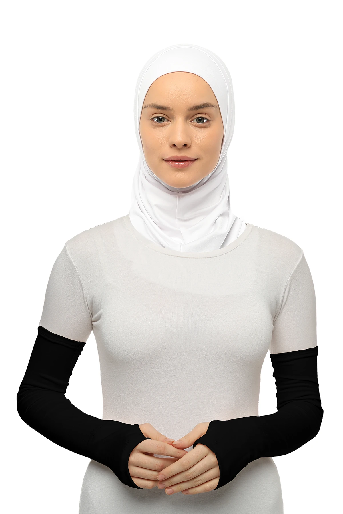 Sporty Combed Cotton Hijab Arm Sleeves with Finger Cut