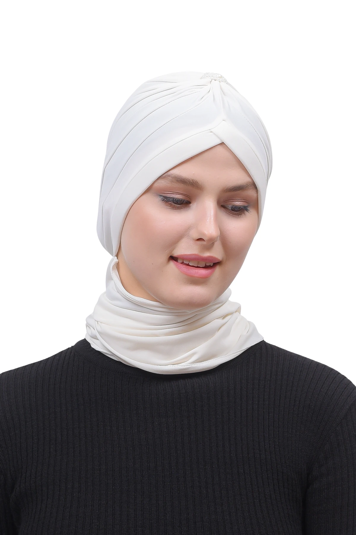 İnci Taçlı Atkılı Tesettür Bone