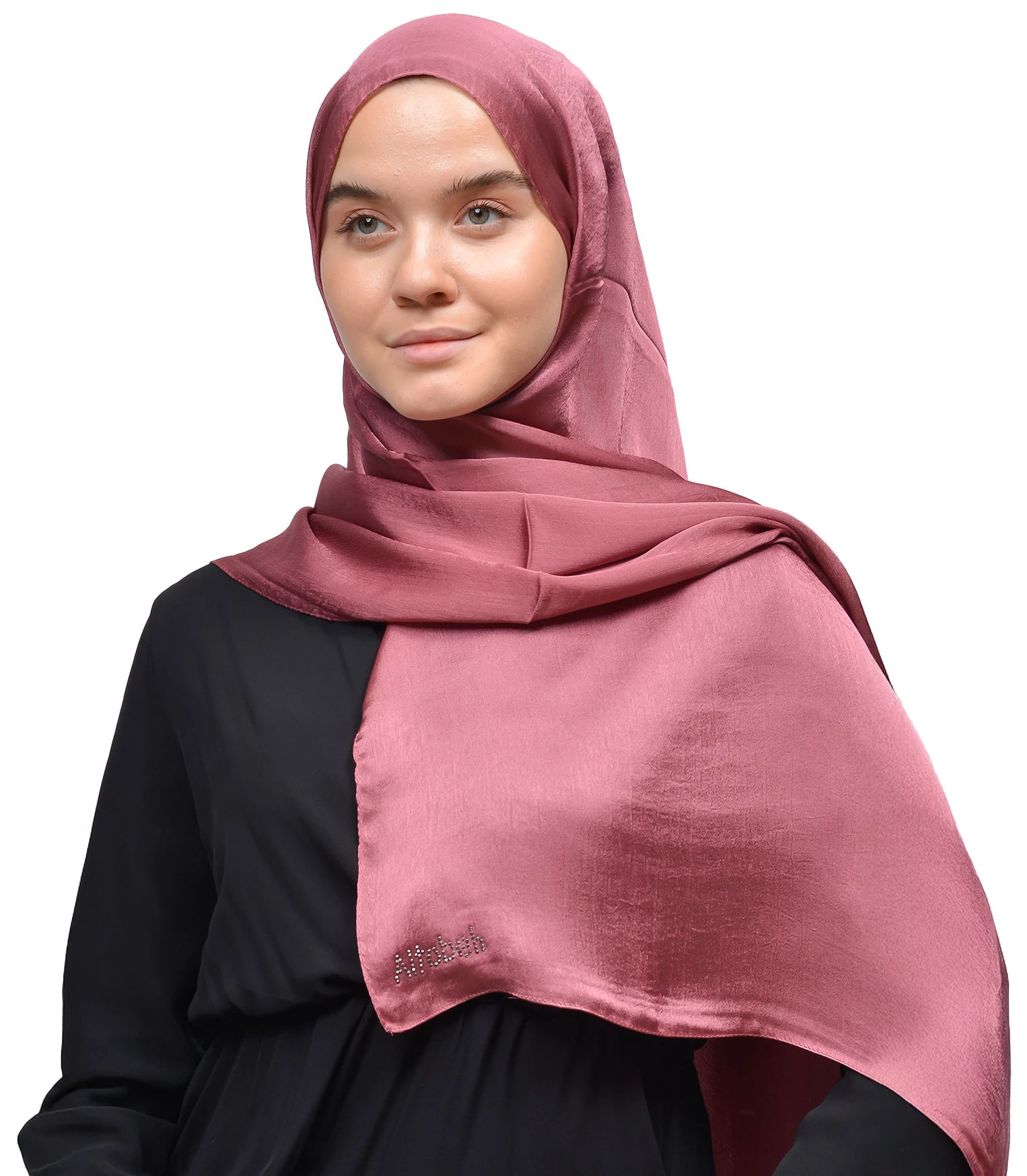 Janjan Parlak Saten Dokulu Tesettür Abiye Şifon Şal