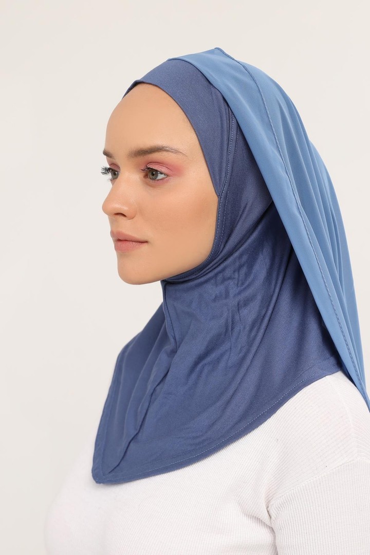 Organic Daily Wear Bonnet and Chiffon Shawl - Denim