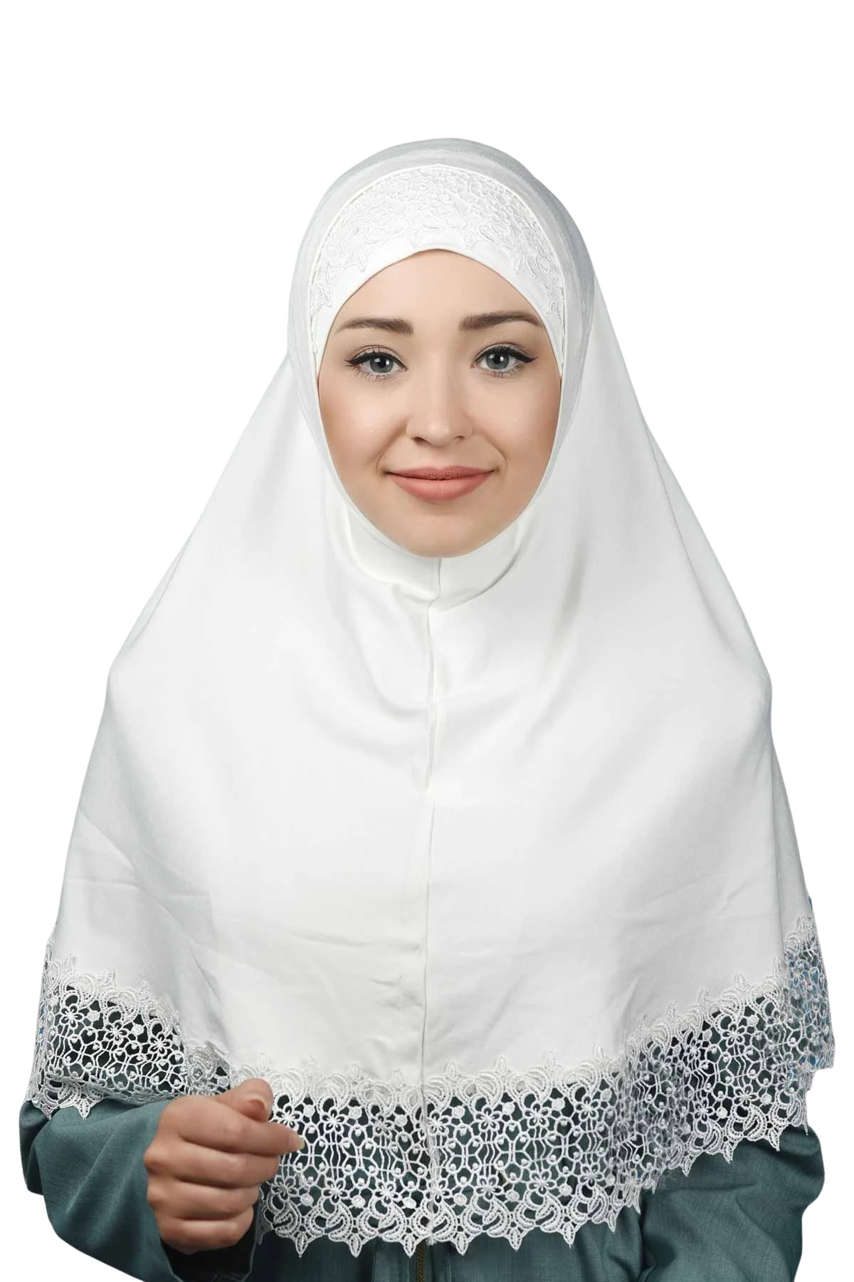 İkili Set Dantelli Pratik Eşarp Hazır Hijab ve Tesettür Bonesi XL