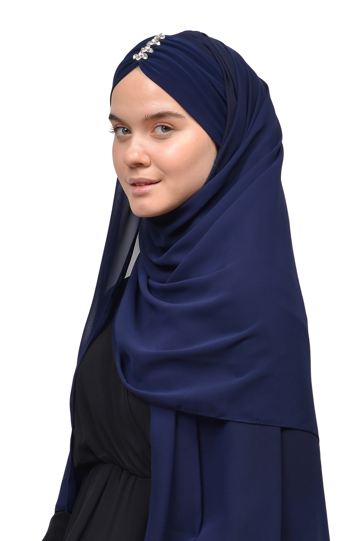 Zarif Taşlı Drapeli Hazır Pratik Şifon Tesettür Şal