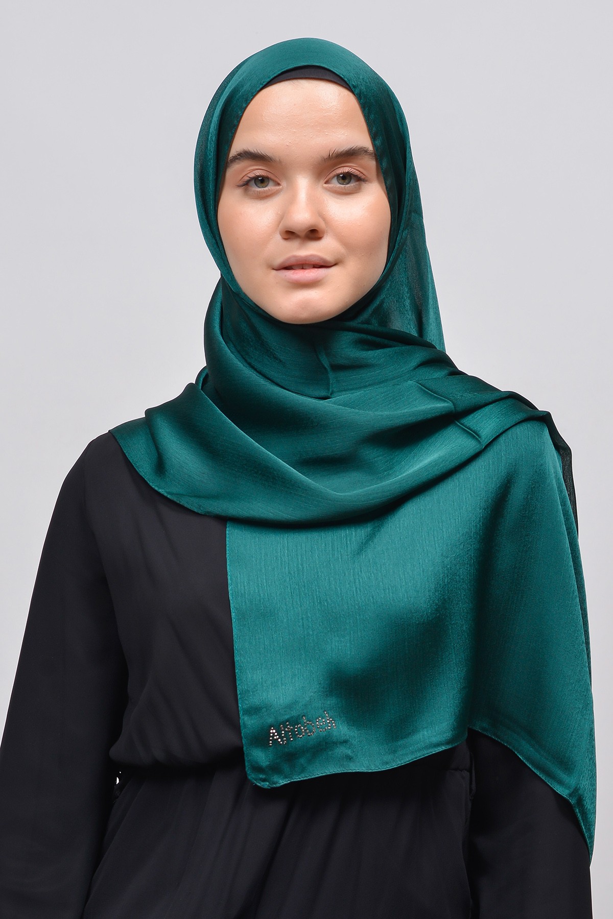 Satin Chiffon Shawl - Luxurious & Evening Elegance  - Green