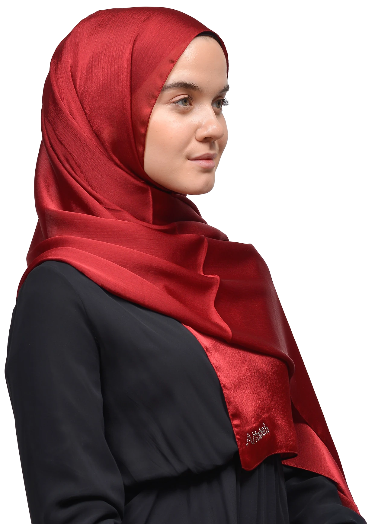 Janjan Parlak Saten Dokulu Tesettür Abiye Şifon Şal