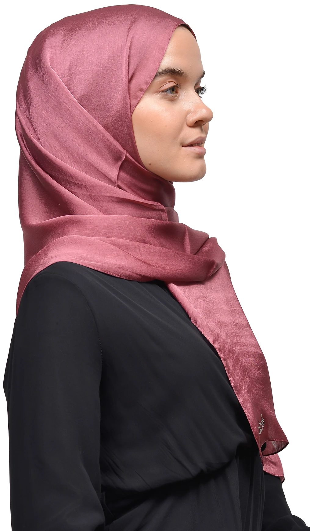 Janjan Parlak Saten Dokulu Tesettür Abiye Şifon Şal