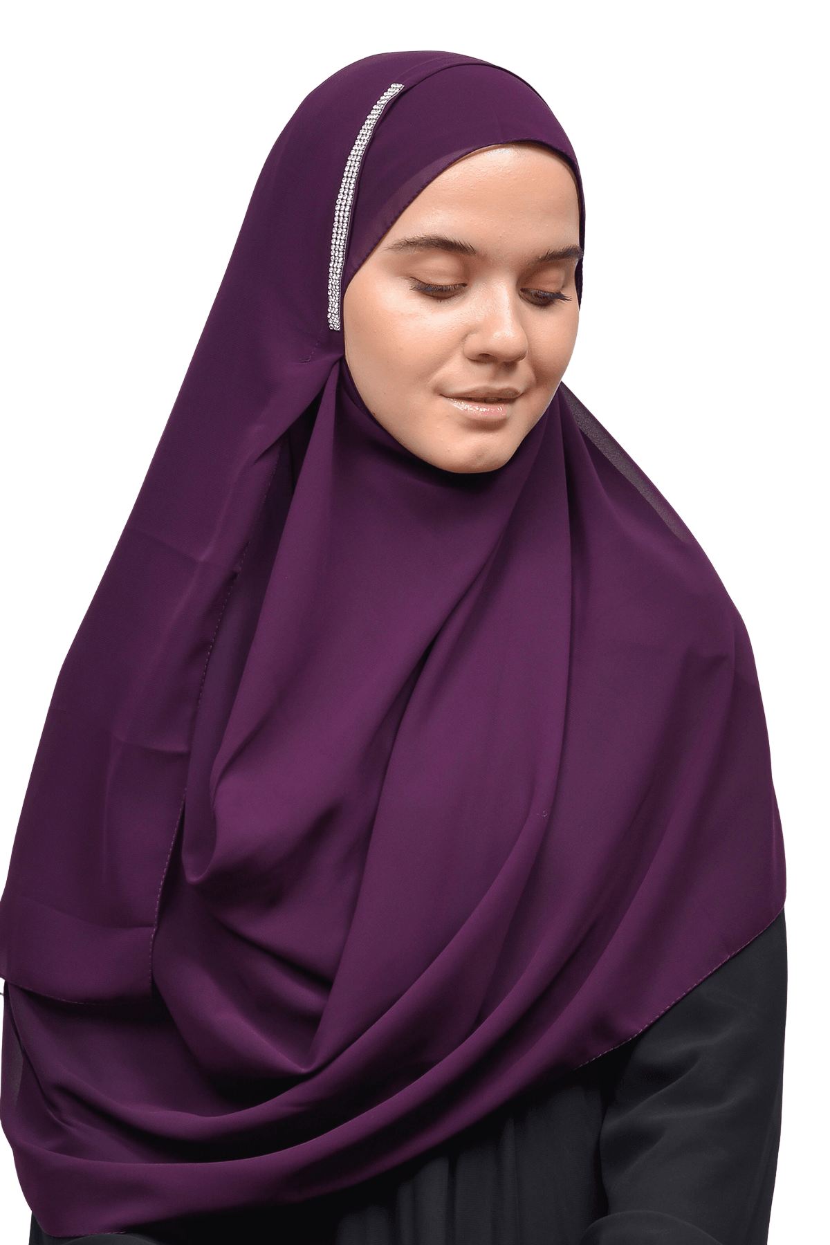 Elegant Chiffon Shawl with Pearl Stone Decorations