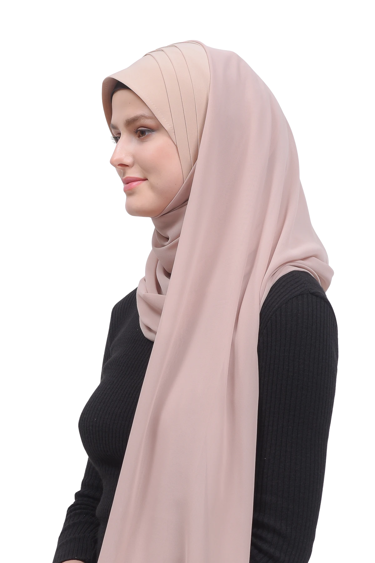 Pileli Çapraz Tela Bantlı Pratik Tesettür Şifon Şal