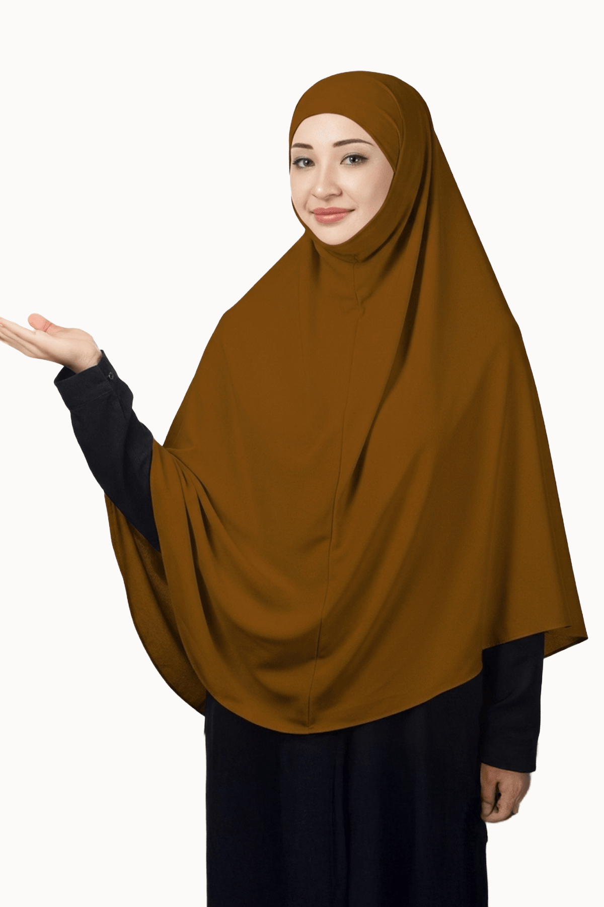 Hazır Türban Peçeli Pratik Eşarp Tesettür Nikaplı Hijab - Namaz Örtüsü Sufle (5XL) - Taba