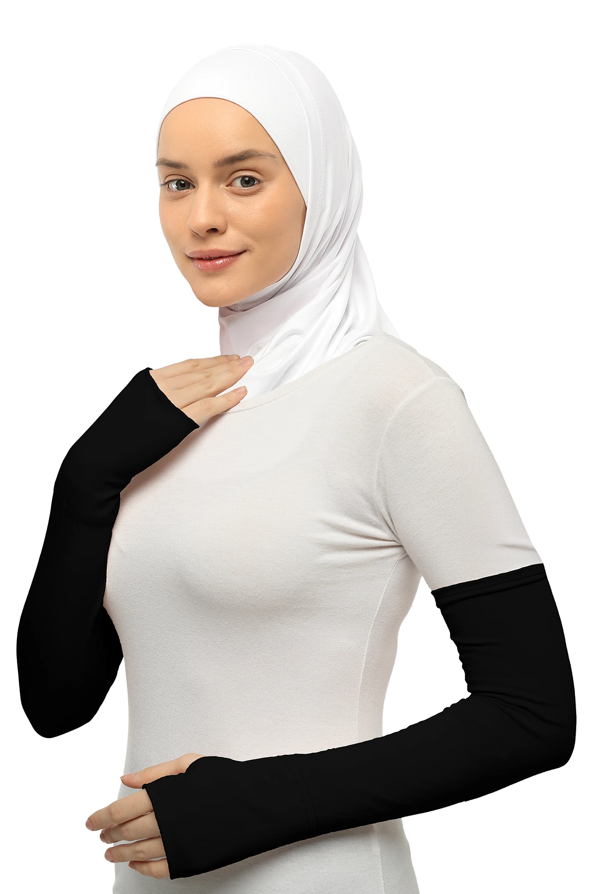 Sporty Combed Cotton Hijab Arm Sleeves with Finger Cut