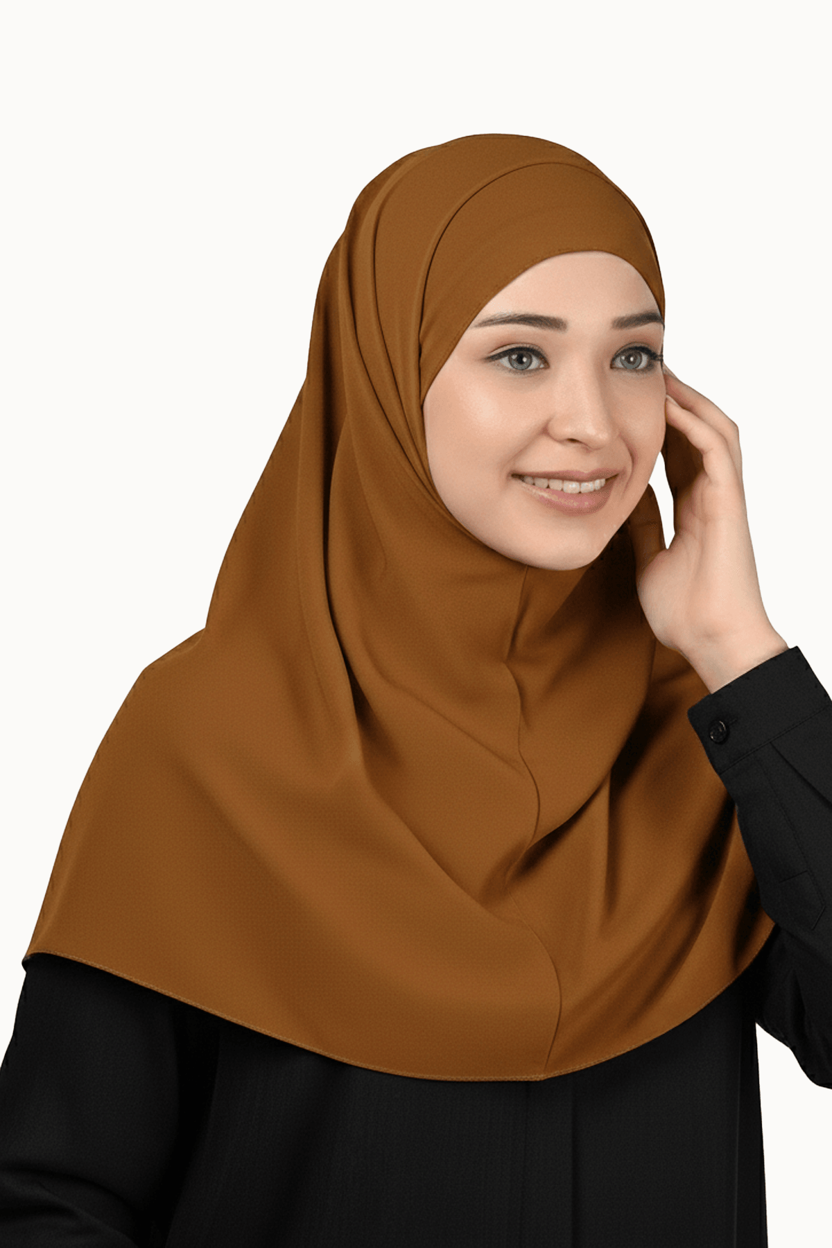 İkili Set Pratik Eşarp Hazır Türban ve Hijab Tesettür Bonesi - Taba