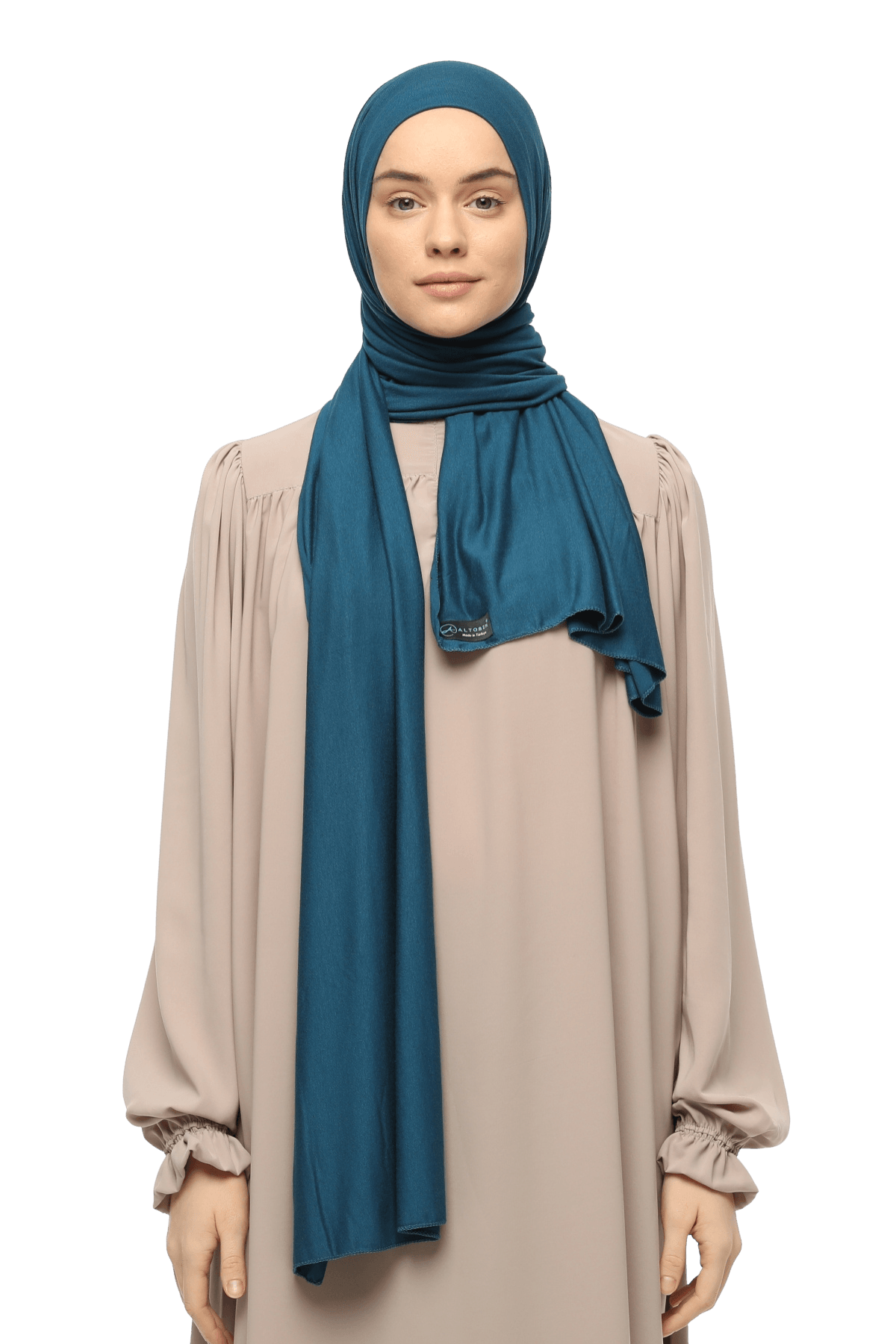 Cotton Jersey Shawl Hijab - Soft & Stretchy  - Petrol