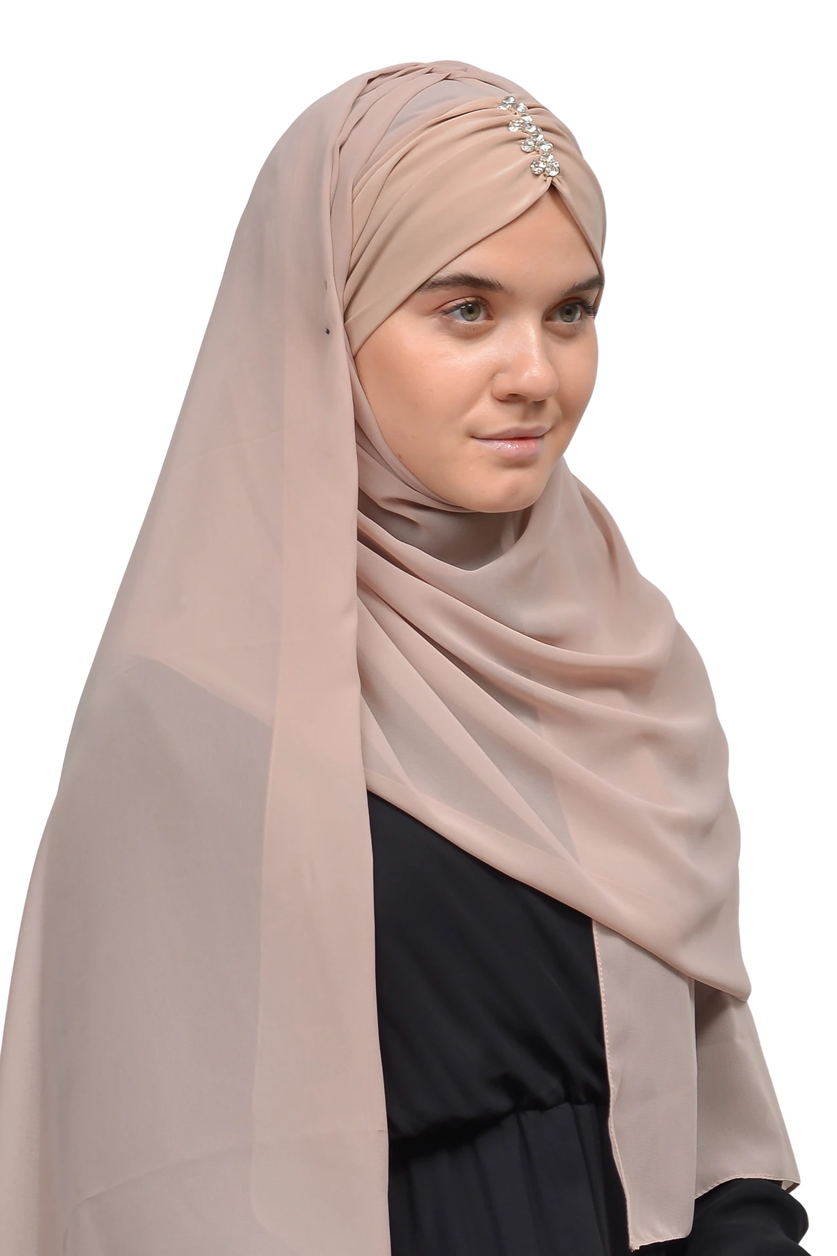 Zarif Taşlı Drapeli Hazır Pratik Şifon Tesettür Şal