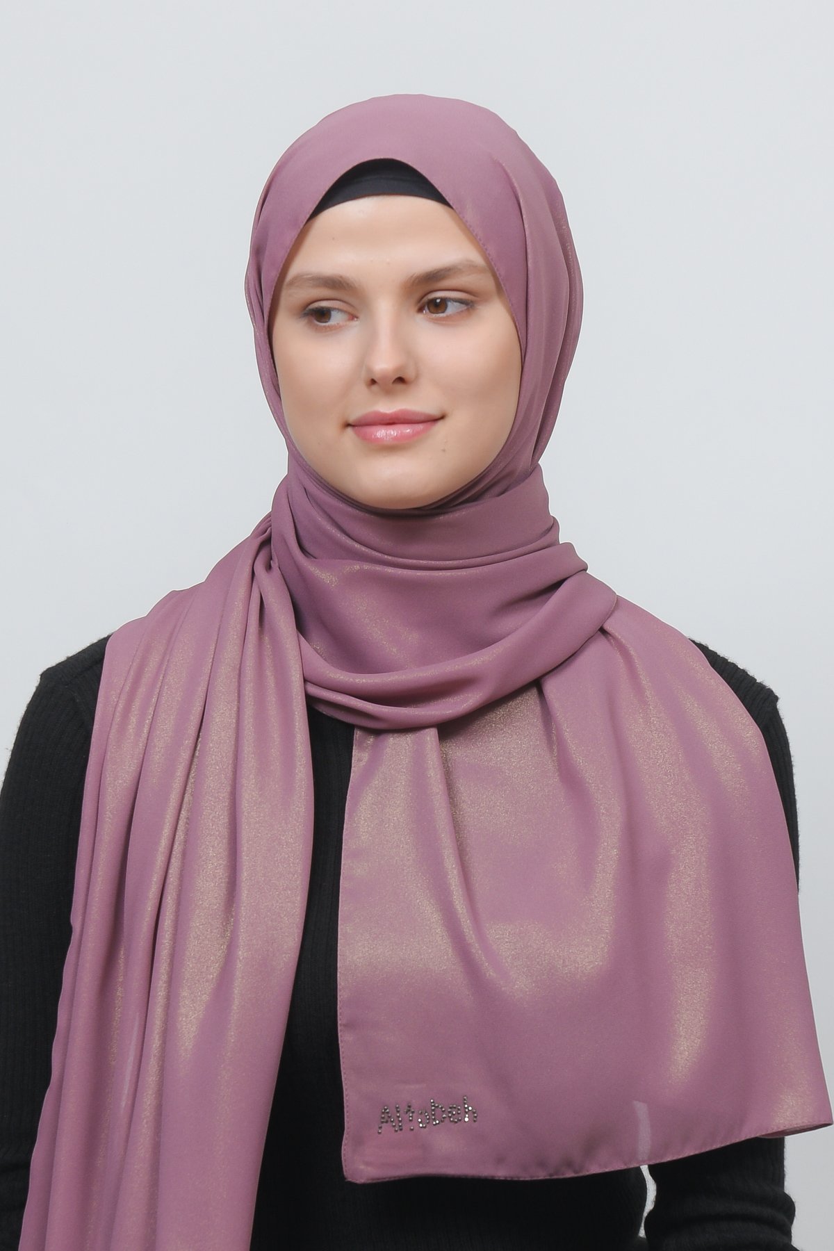 Glittery Chiffon Shawl Hijab - Elegant Evening Wear - Burgundy