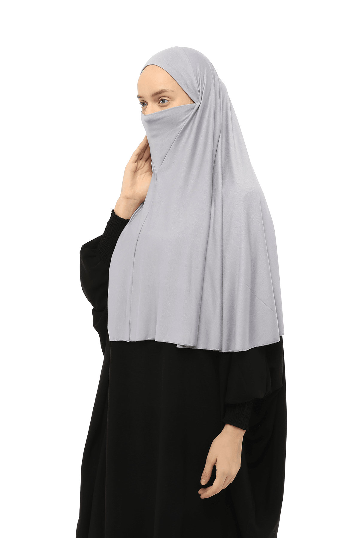 Practical Hijab Scarf with Niqab - Grey