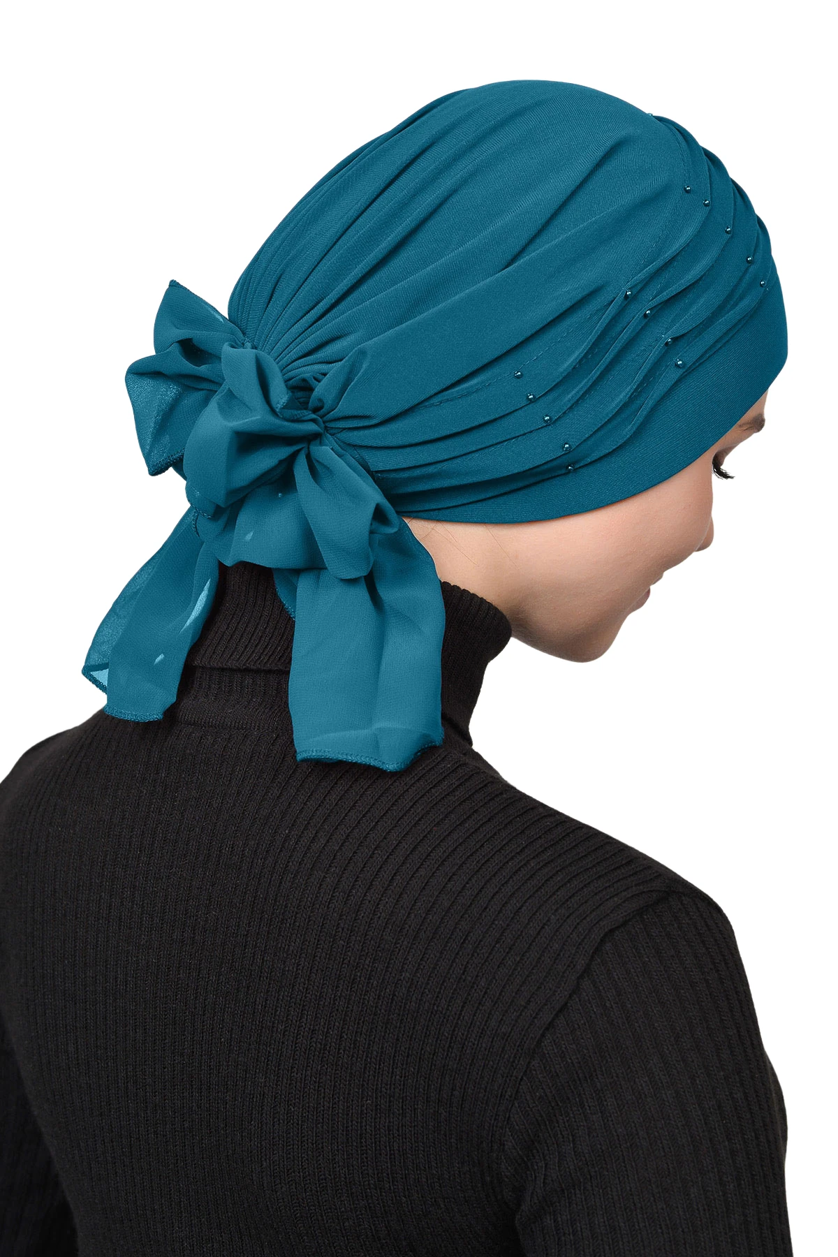 Pileli İncili Nervür Tesettür Bone