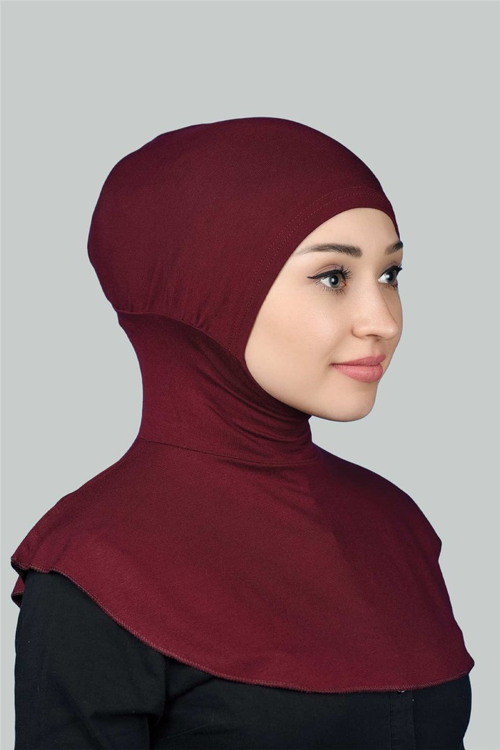 Instant Hijab Scarf with Neck Collar - Burgundy