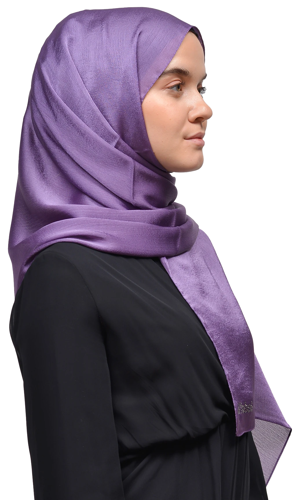 Janjan Parlak Saten Dokulu Tesettür Abiye Şifon Şal