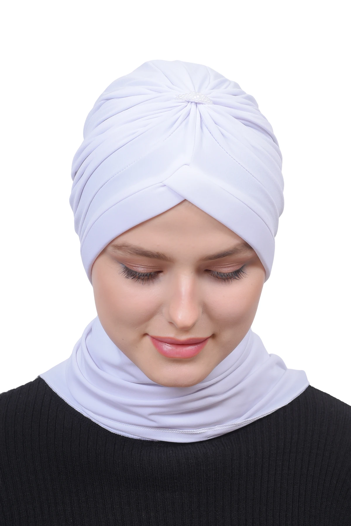 İnci Taçlı Atkılı Tesettür Bone