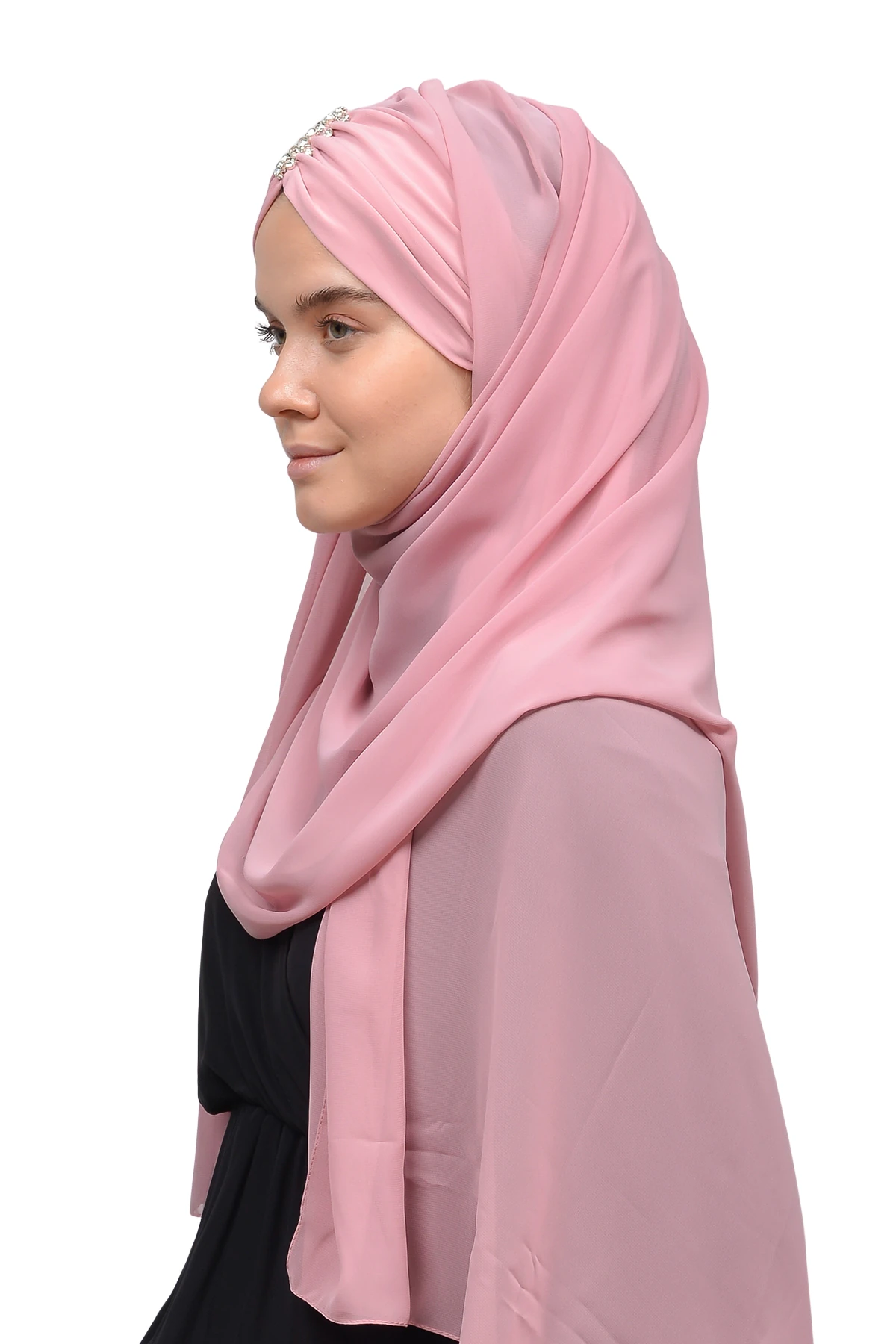 Zarif Taşlı Drapeli Hazır Pratik Şifon Tesettür Şal