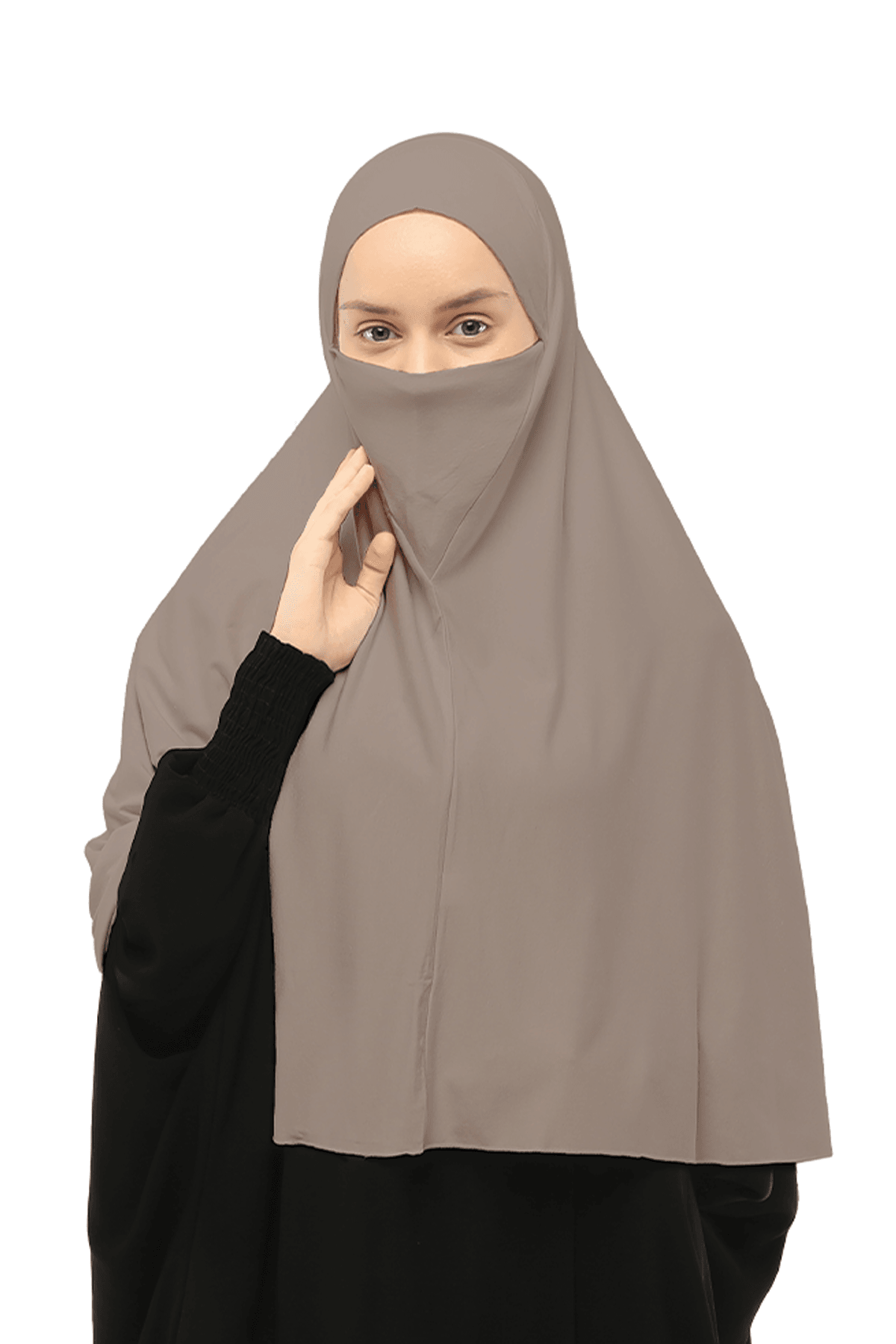 Instant Practical Niqab Hijab - Prayer Hijab - Light Mink