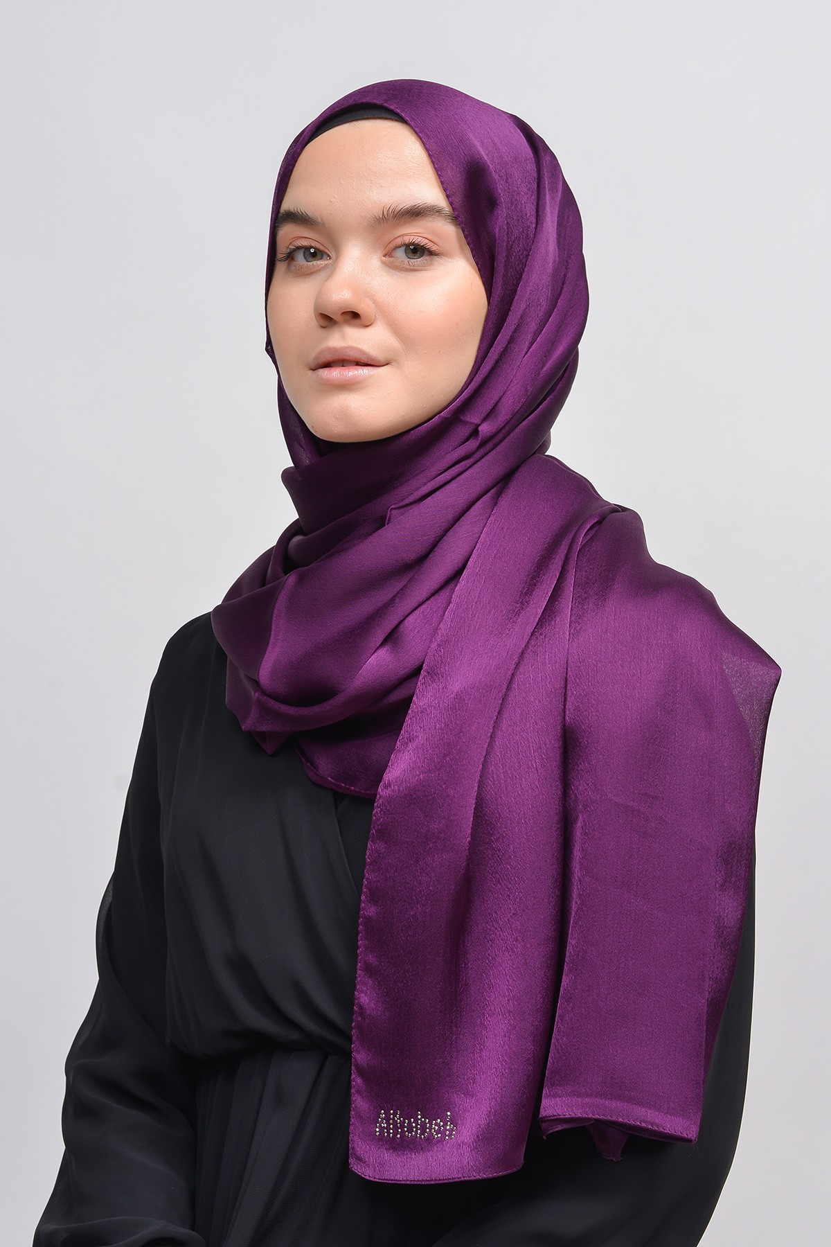 Satin Chiffon Shawl - Luxurious & Evening Elegance  - Dark İndigo