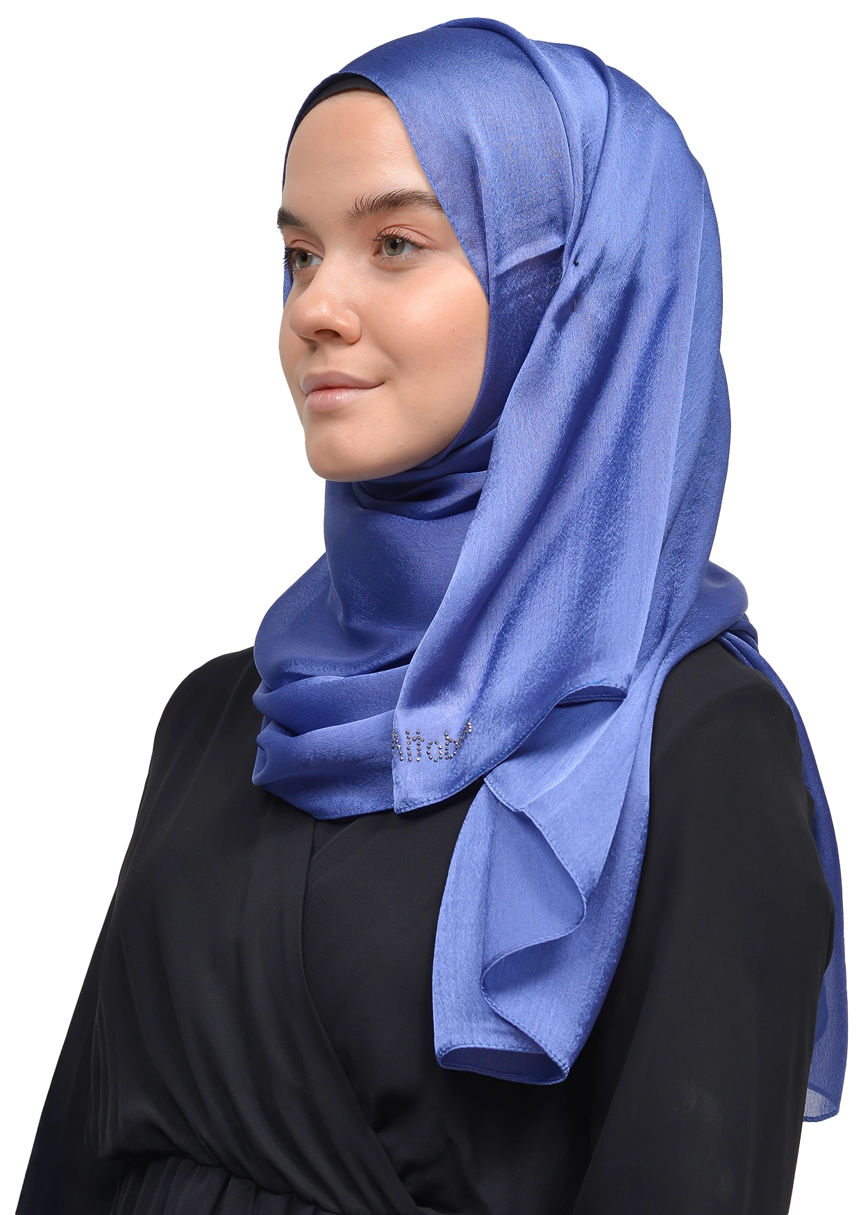 Janjan Parlak Saten Dokulu Tesettür Abiye Şifon Şal