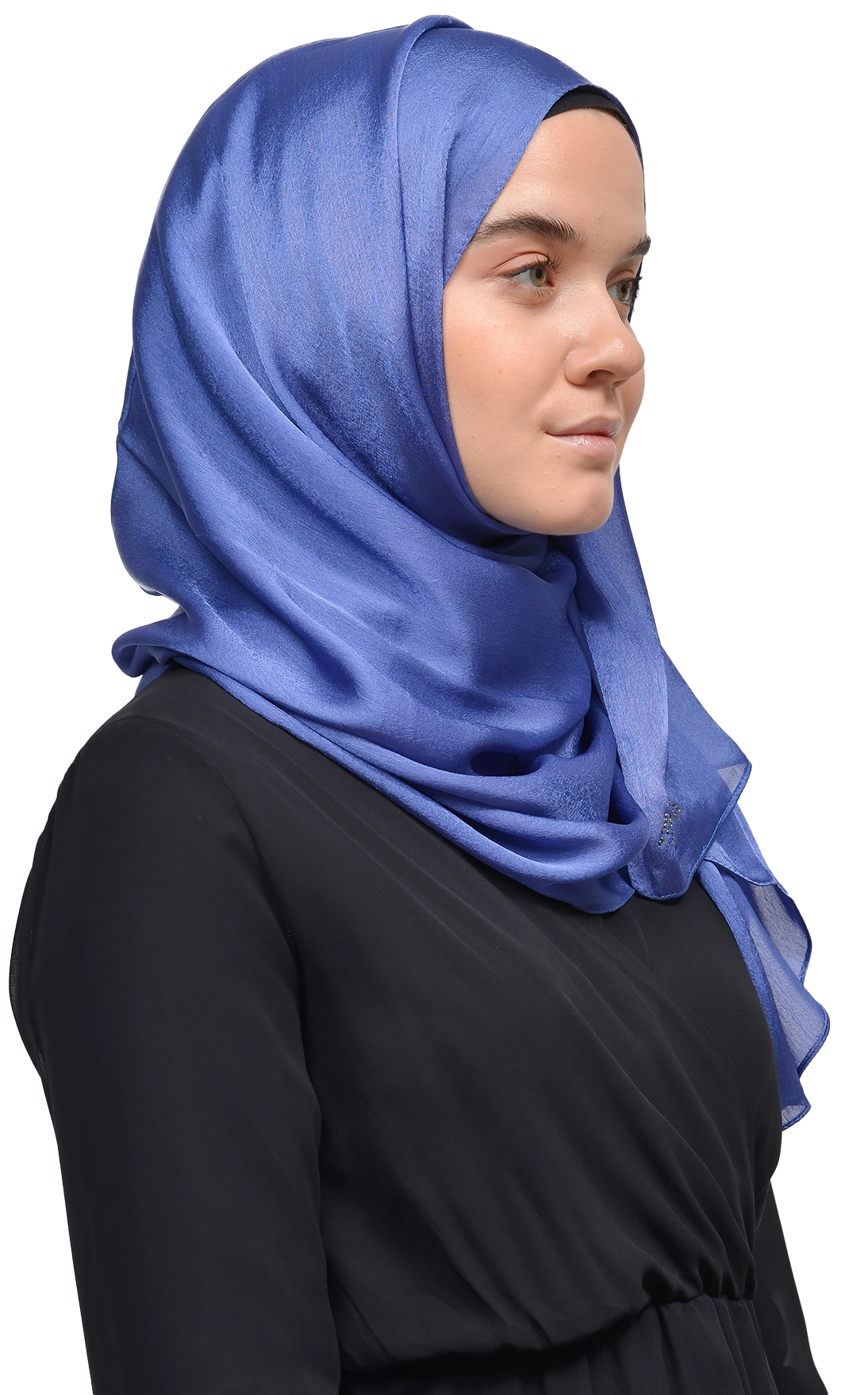 Janjan Parlak Saten Dokulu Tesettür Abiye Şifon Şal