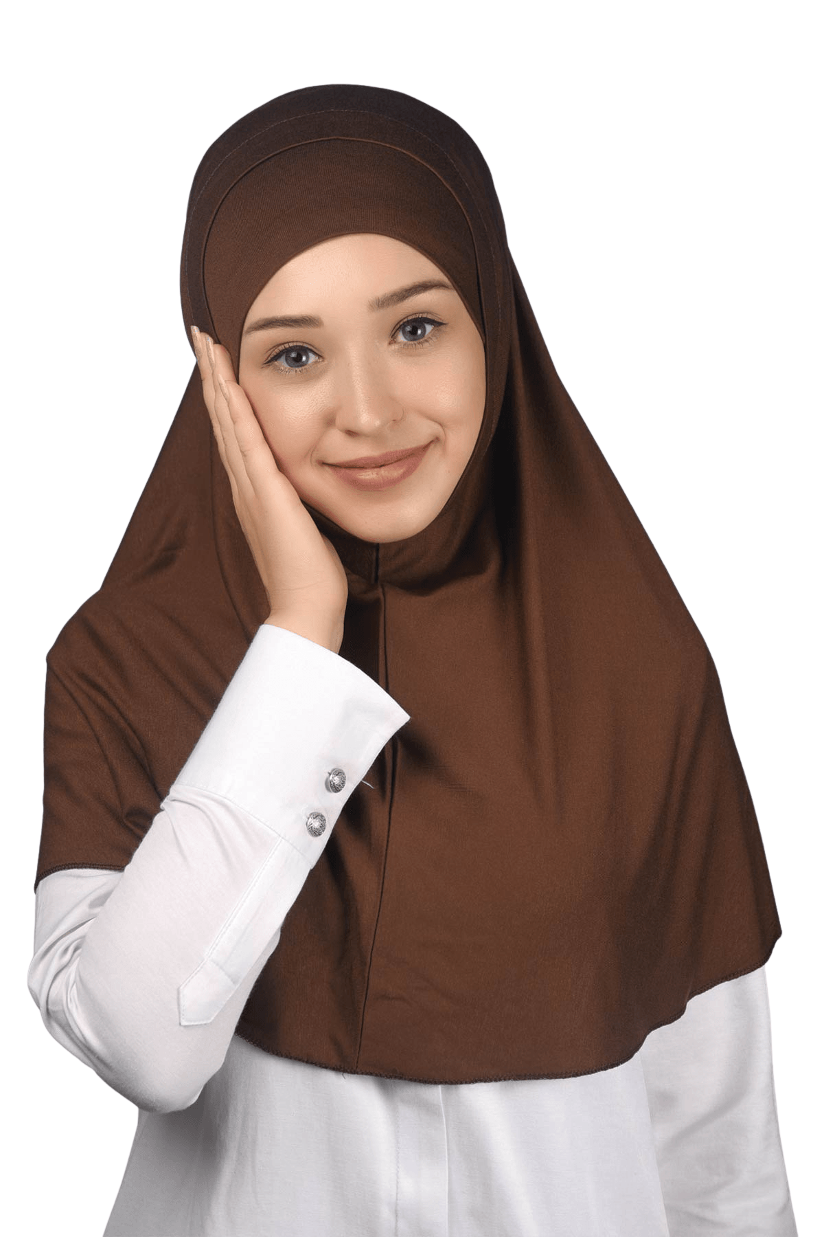 İkili Set Pratik Eşarp Hazır Türban ve Hijab Tesettür Bonesi - Çikolata