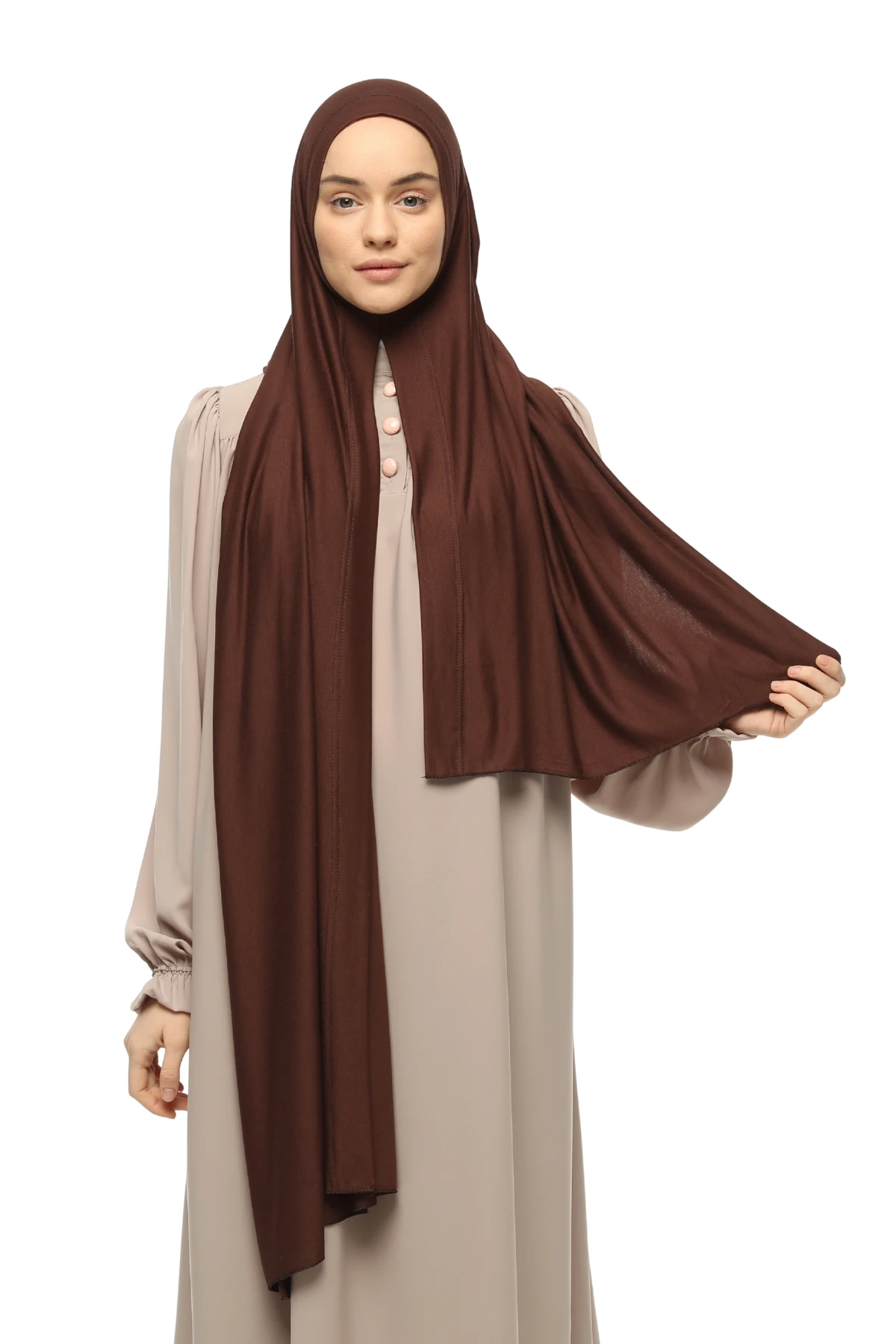 Hazır Pratik Geçmeli Lüks Organik Düz Penye Şal Çapraz Hizalı