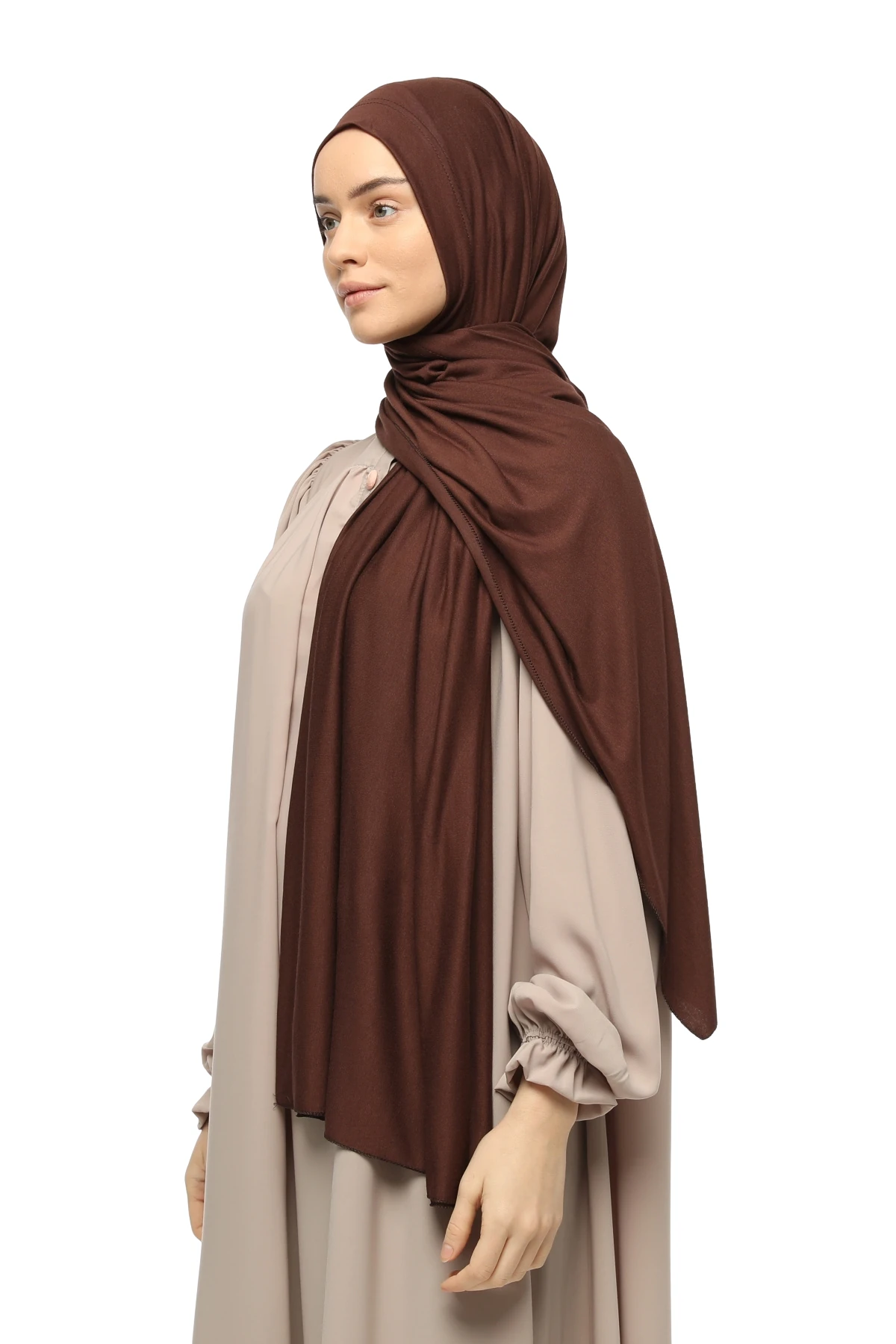 Hazır Pratik Geçmeli Lüks Organik Düz Penye Şal Eşit Hizalı