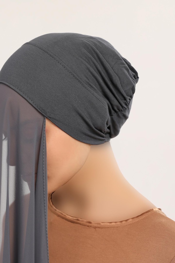 Practical Bonnet and Chiffon Shawl Set - Smoke